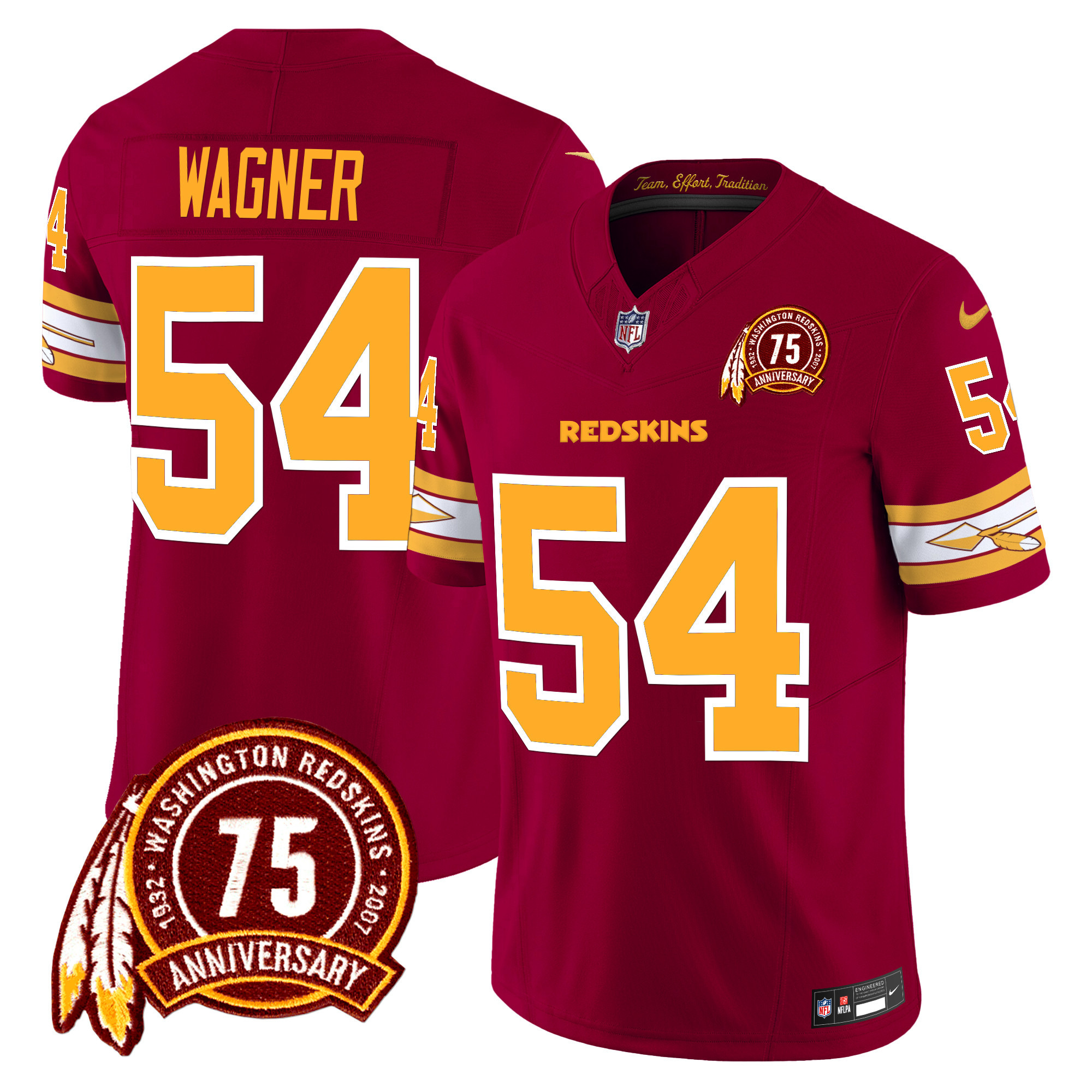Bobby Wagner Men's Washington Redskins 75th Patch Vapor Limited Burgundy Jersey - All Stitched