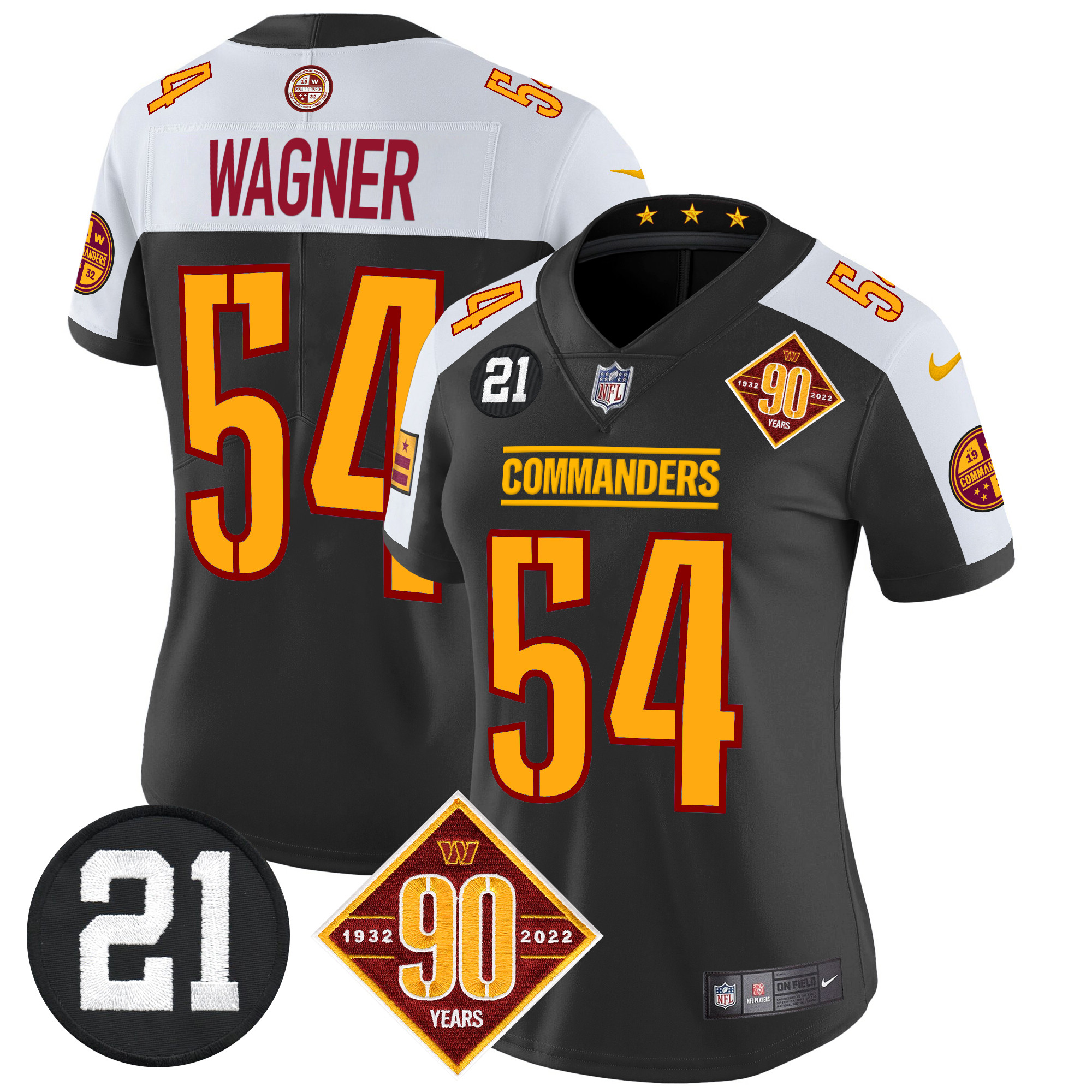 Bobby Wagner Women's Washington Commanders 90th & Sean Taylor Patch Vapor Limited Black Alternate Jersey - All Stitched
