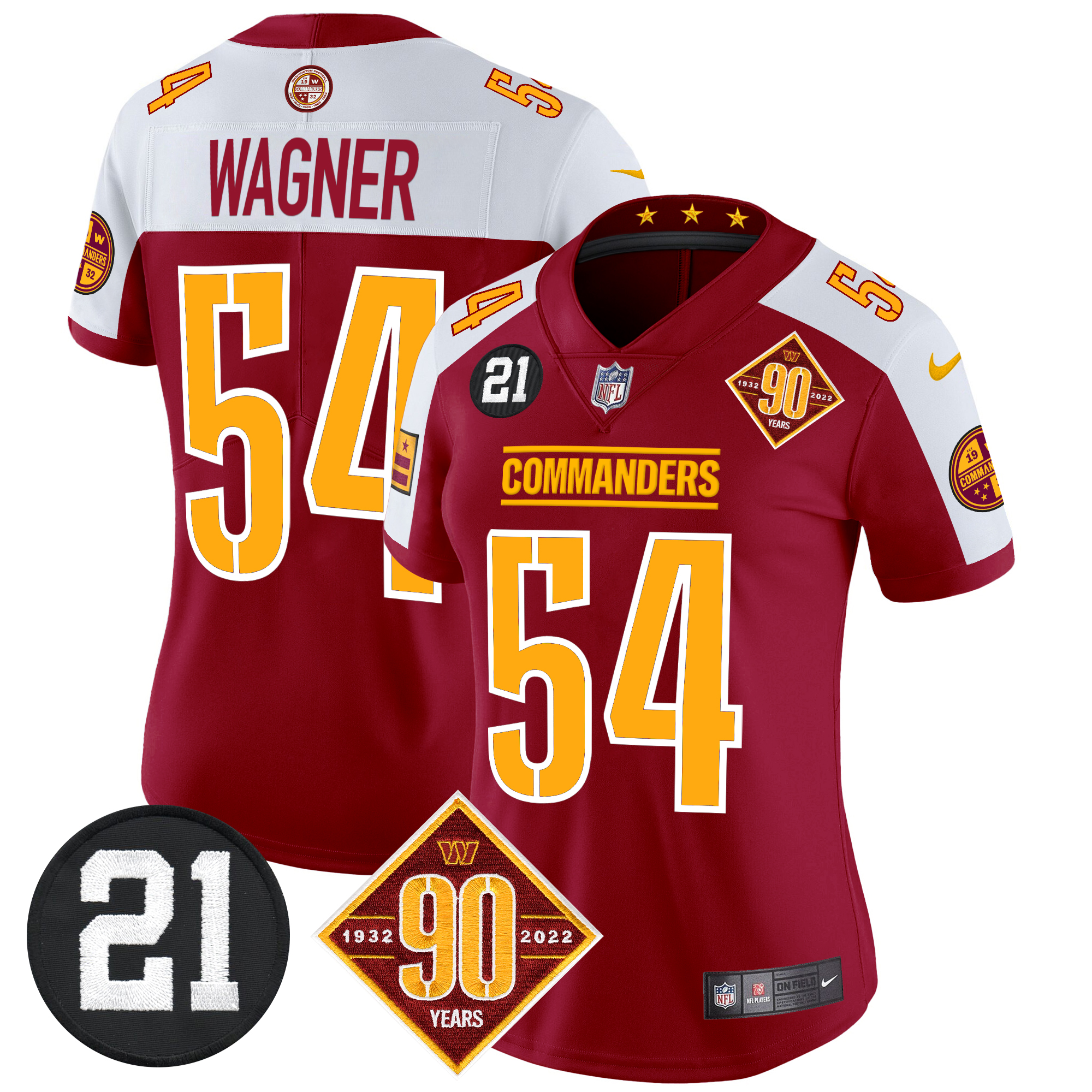 Bobby Wagner Women's Washington Commanders 90th & Sean Taylor Patch Vapor Limited Burgundy Alternate Jersey - All Stitched