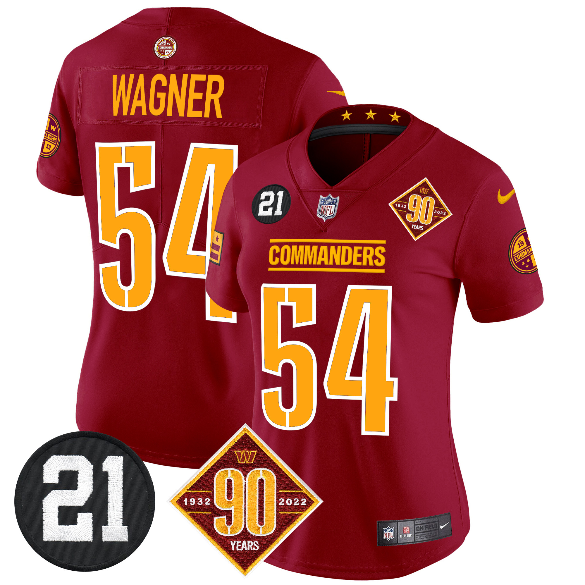 Bobby Wagner Women's Washington Commanders 90th & Sean Taylor Patch Vapor Limited Burgundy Jersey - All Stitched