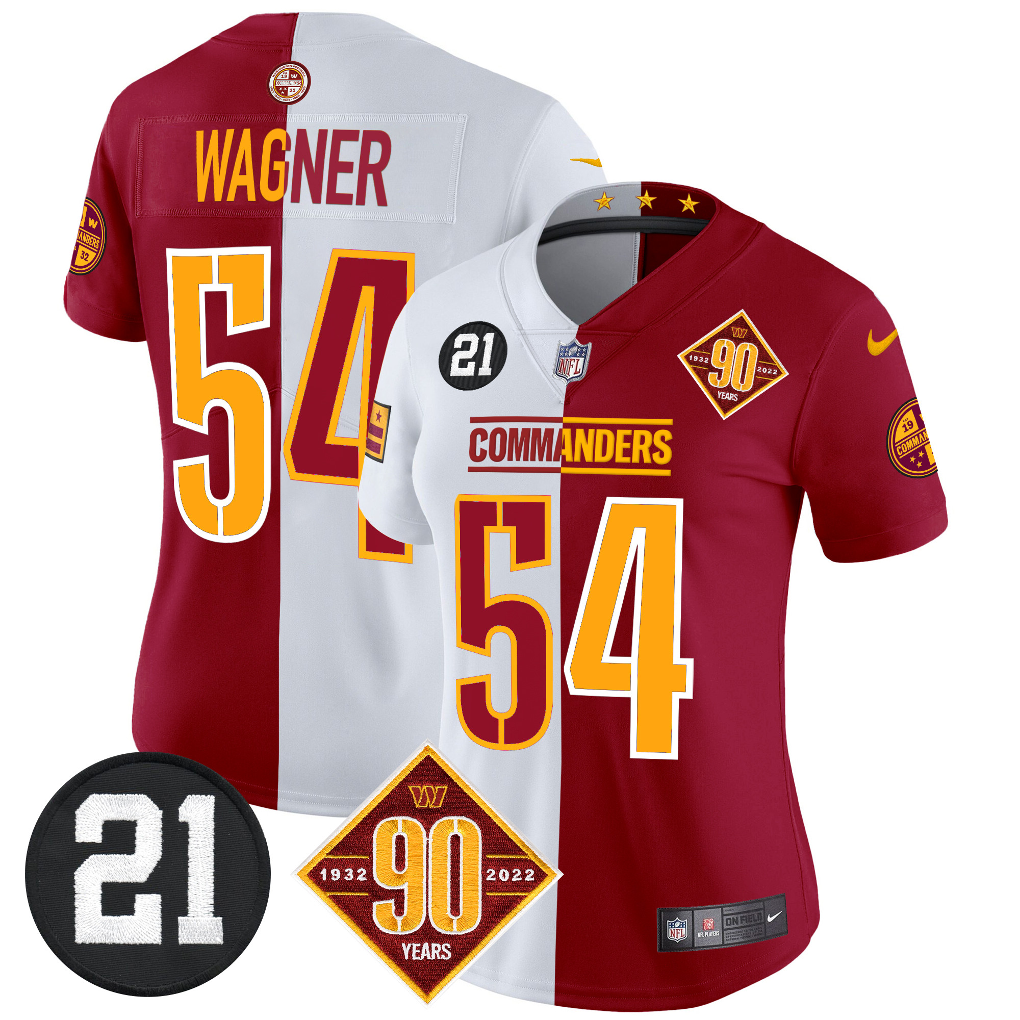 Bobby Wagner Women's Washington Commanders 90th & Sean Taylor Patch Vapor Limited Half Jersey - All Stitched