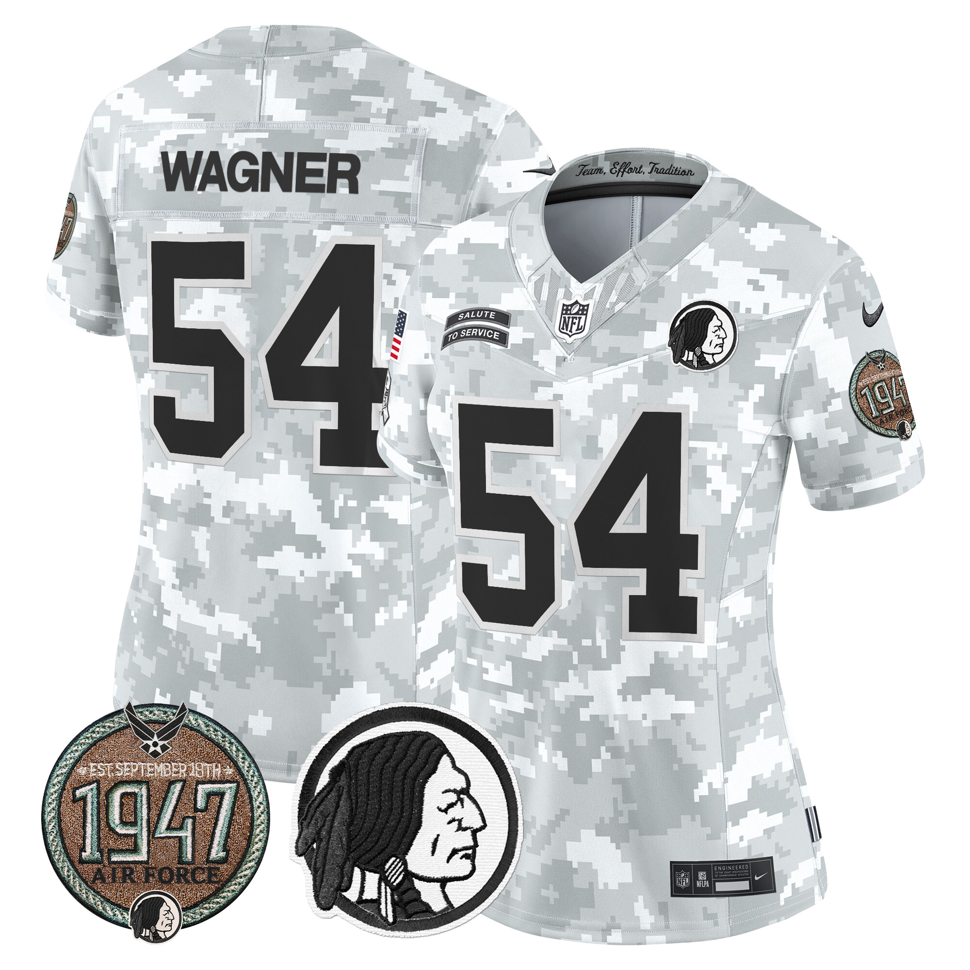 Bobby Wagner Women's Washington Redskins 2024 Salute to Service Establishment Year Patch Vapor Limited Air Force Jersey - All Stitched