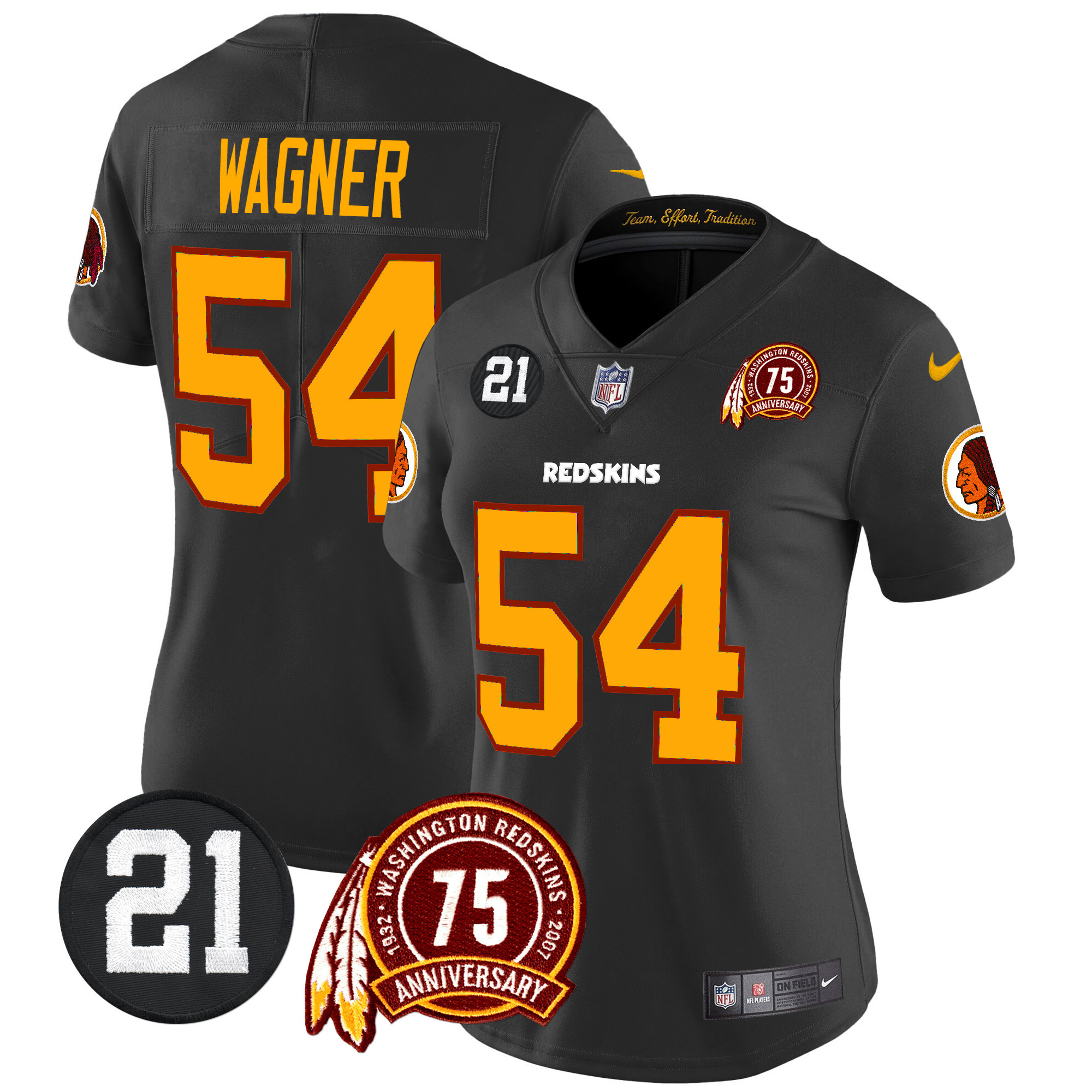 Bobby Wagner Women's Washington Redskins 75th & Sean Taylor Patch Vapor Limited Black Jersey - All Stitched