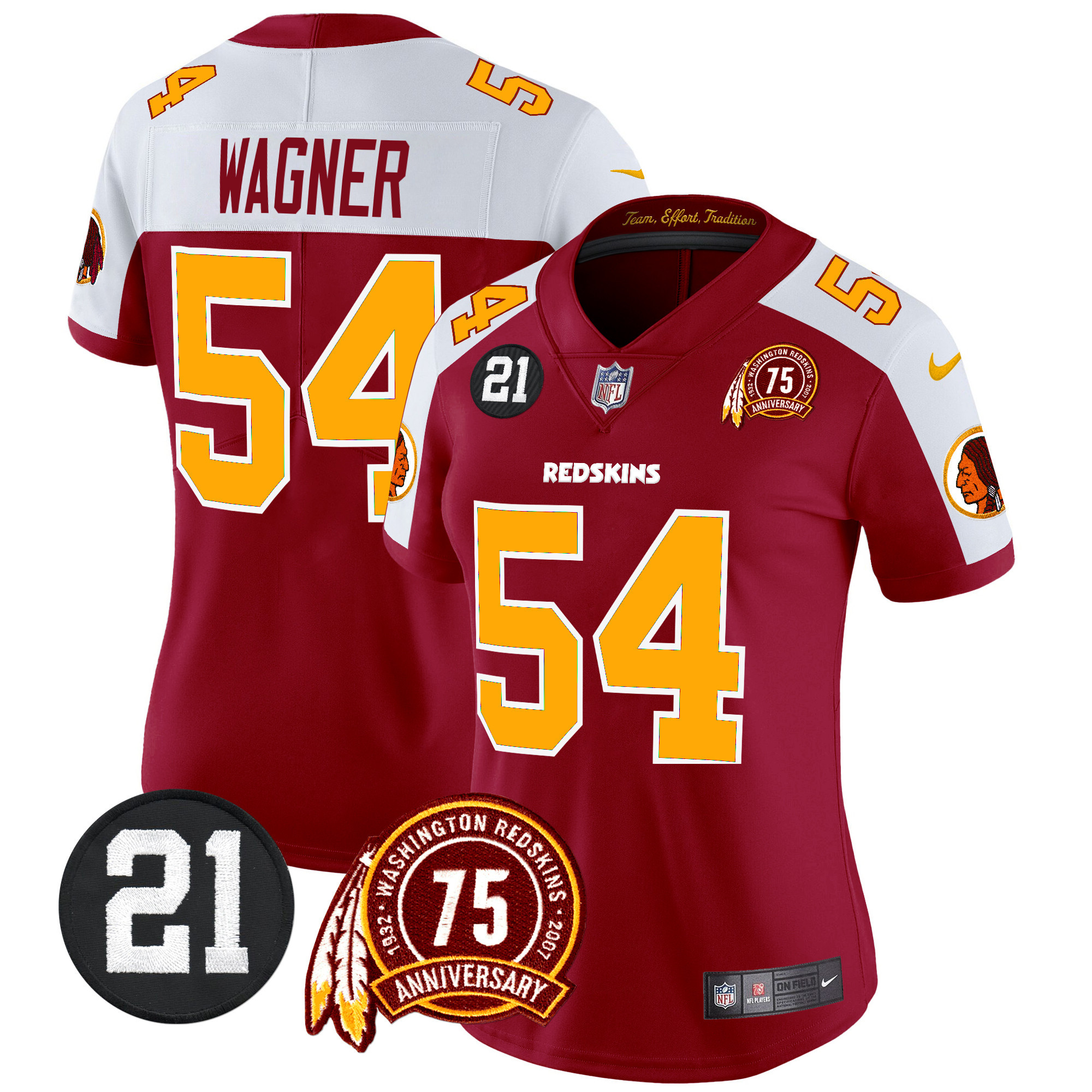 Bobby Wagner Women's Washington Redskins 75th & Sean Taylor Patch Vapor Limited Burgundy Alternate Jersey - All Stitched