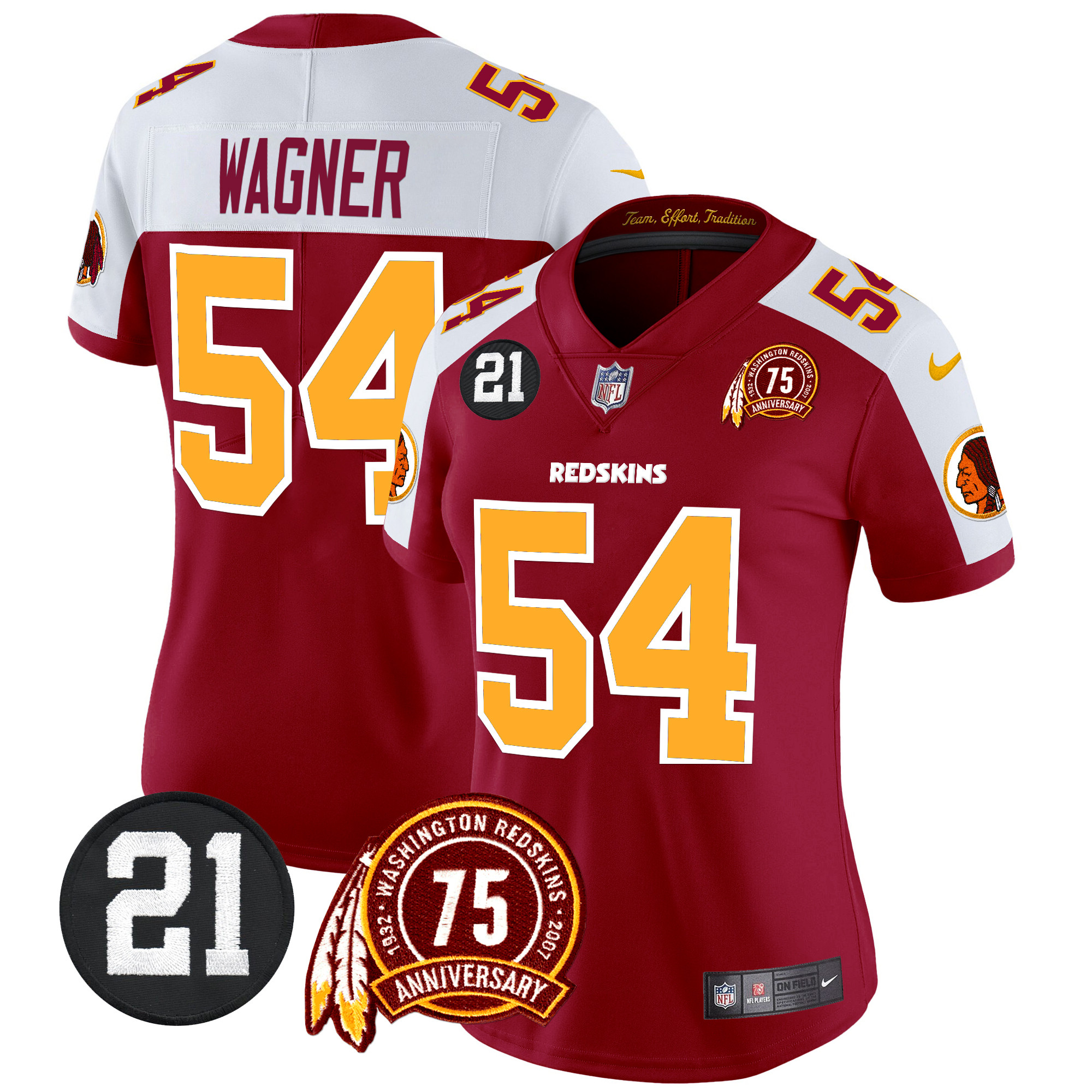 Bobby Wagner Women's Washington Redskins 75th & Sean Taylor Patch Vapor Limited Burgundy Alternate Jersey - All Stitched