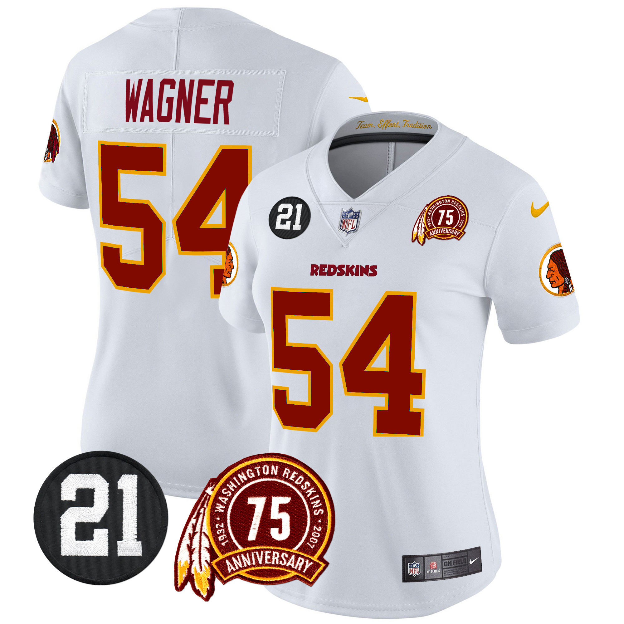 Bobby Wagner Women's Washington Redskins 75th & Sean Taylor Patch Vapor Limited White Jersey - All Stitched