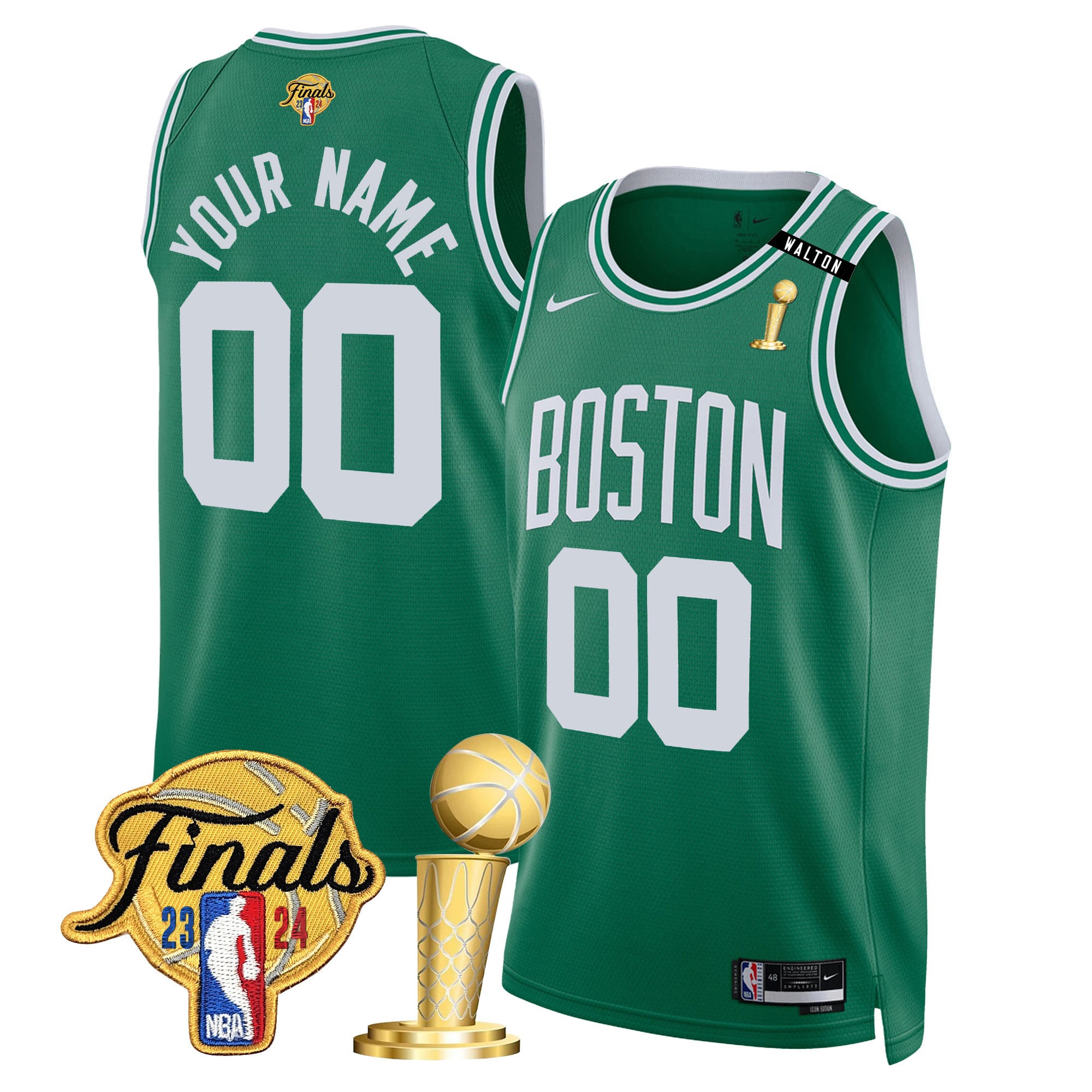 Boston Celtics 2024 Final & Champions Patch Swingman Custom Jersey V2 - All Stitched - Image 4