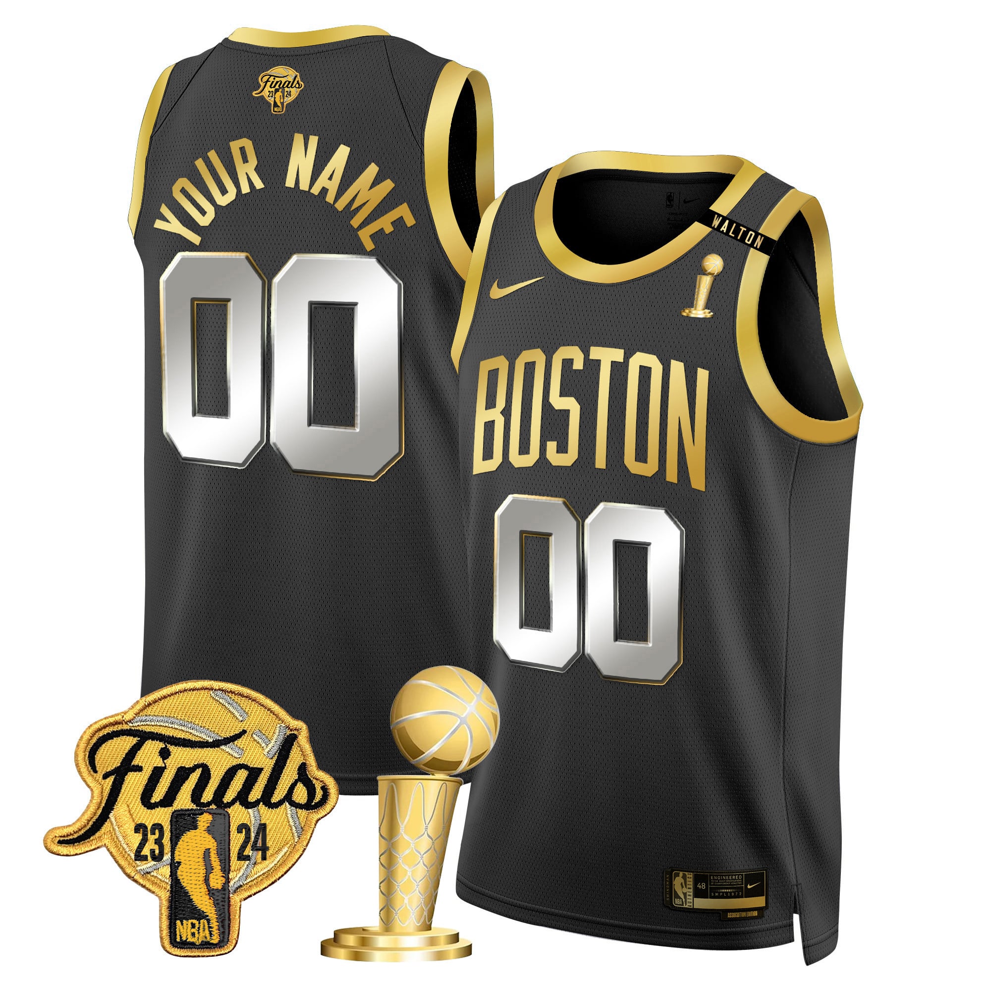 Boston Celtics 2024 Final & Champions Patch Swingman Custom Jersey V2 - All Stitched - Image 2
