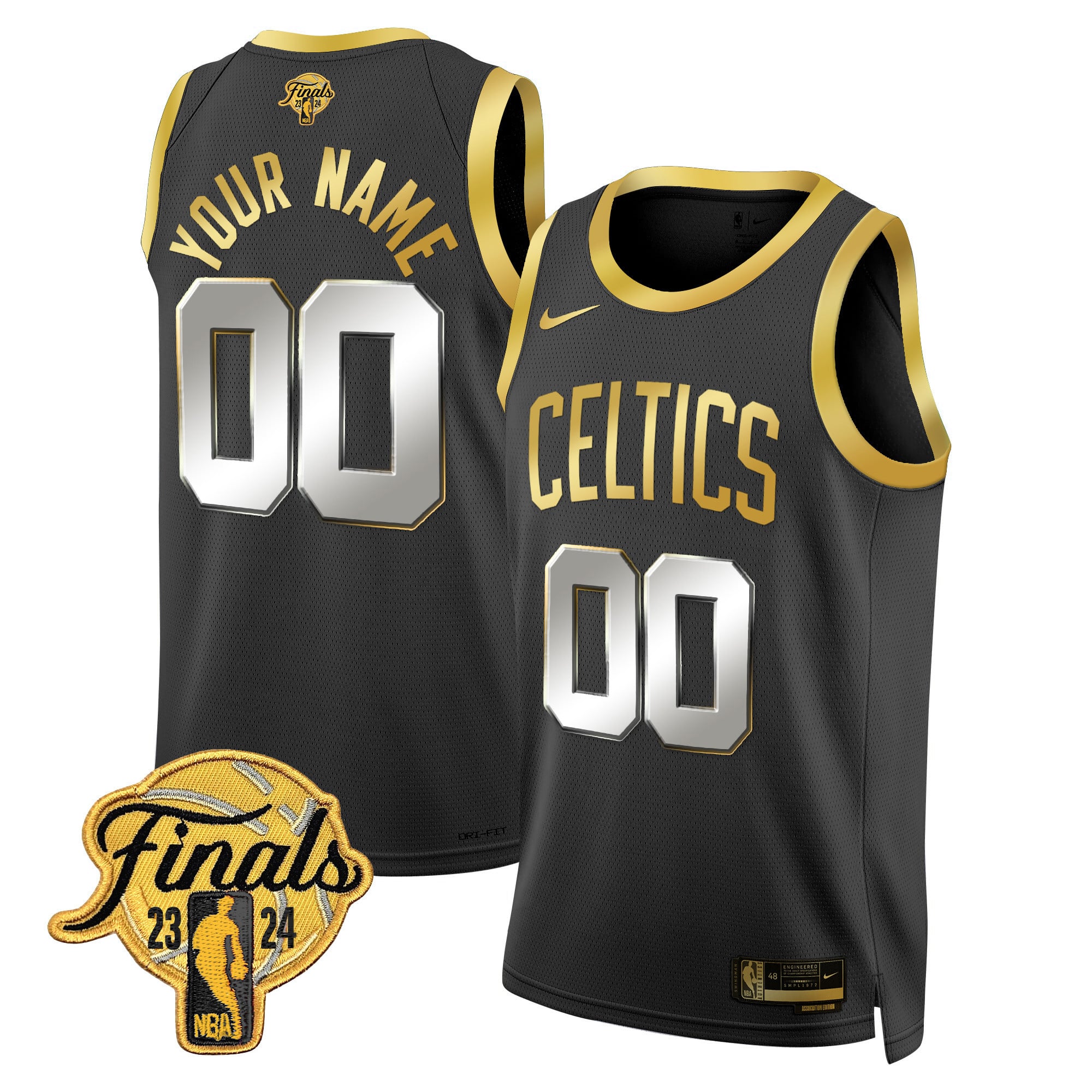 Boston Celtics 2024 Finals Patch Swingman Custom Jersey - All Stitched - Image 2