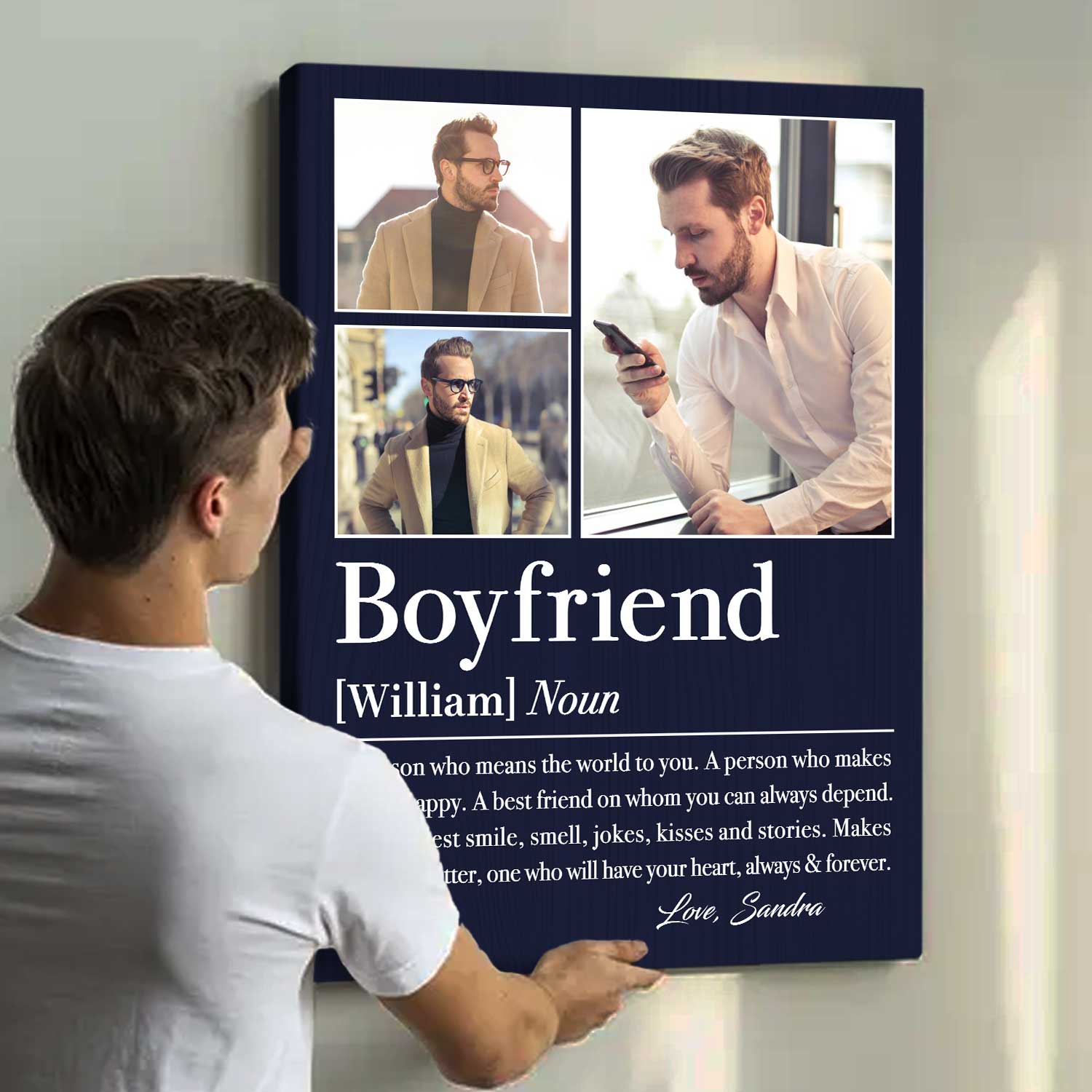 Boyfriend Definition Personalized Photo Canvas, Valentine Gift For Him, Birthday Gift for Boyfriend, Boyfriend Anniversary Gift