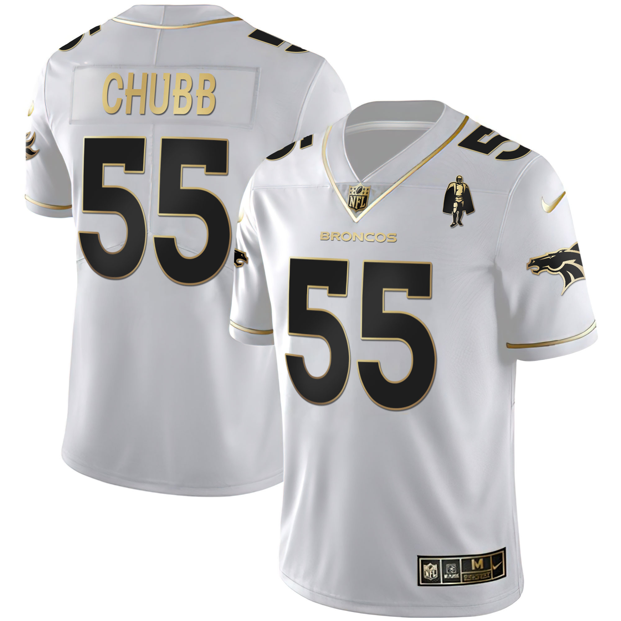 Bradley Chubb Women's Denver Broncos White Gold and Black Gold White Gold Jersey - All Stitched
