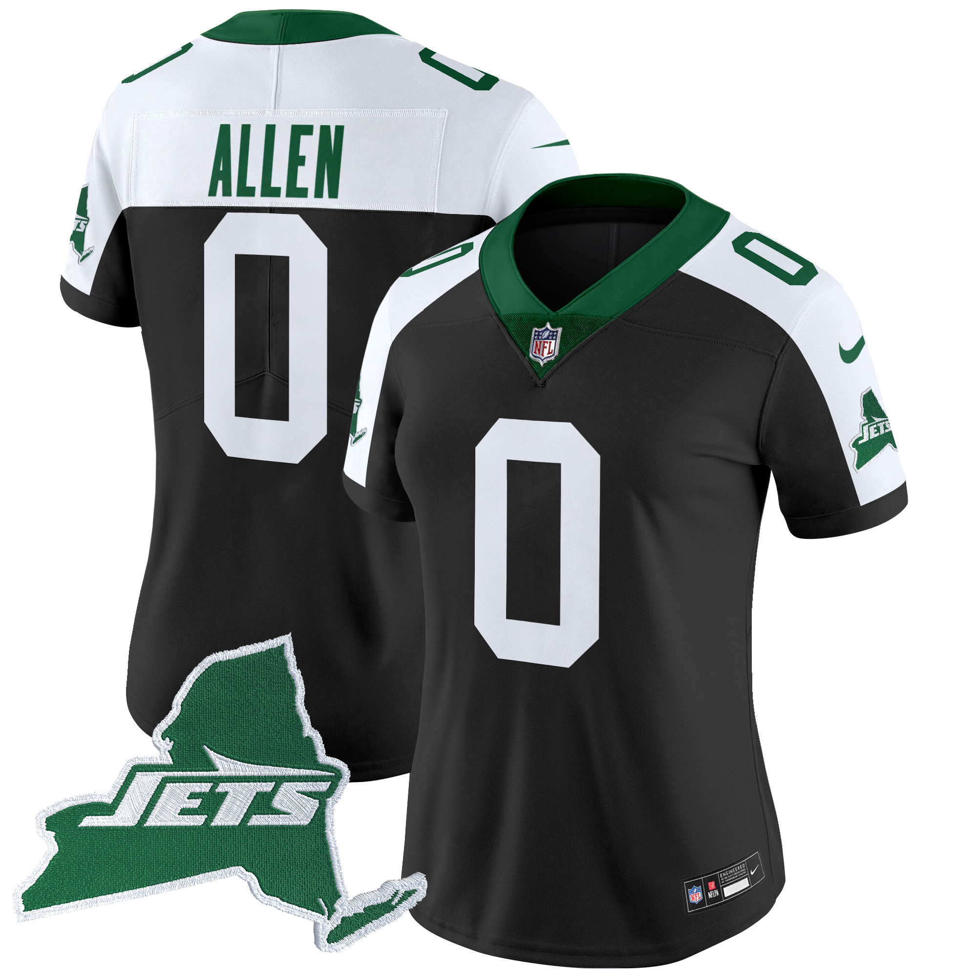 Braelon Allen Women's New York Jets Home Patch Vapor Legacy Limited Black Alternate Jersey - All Stitched