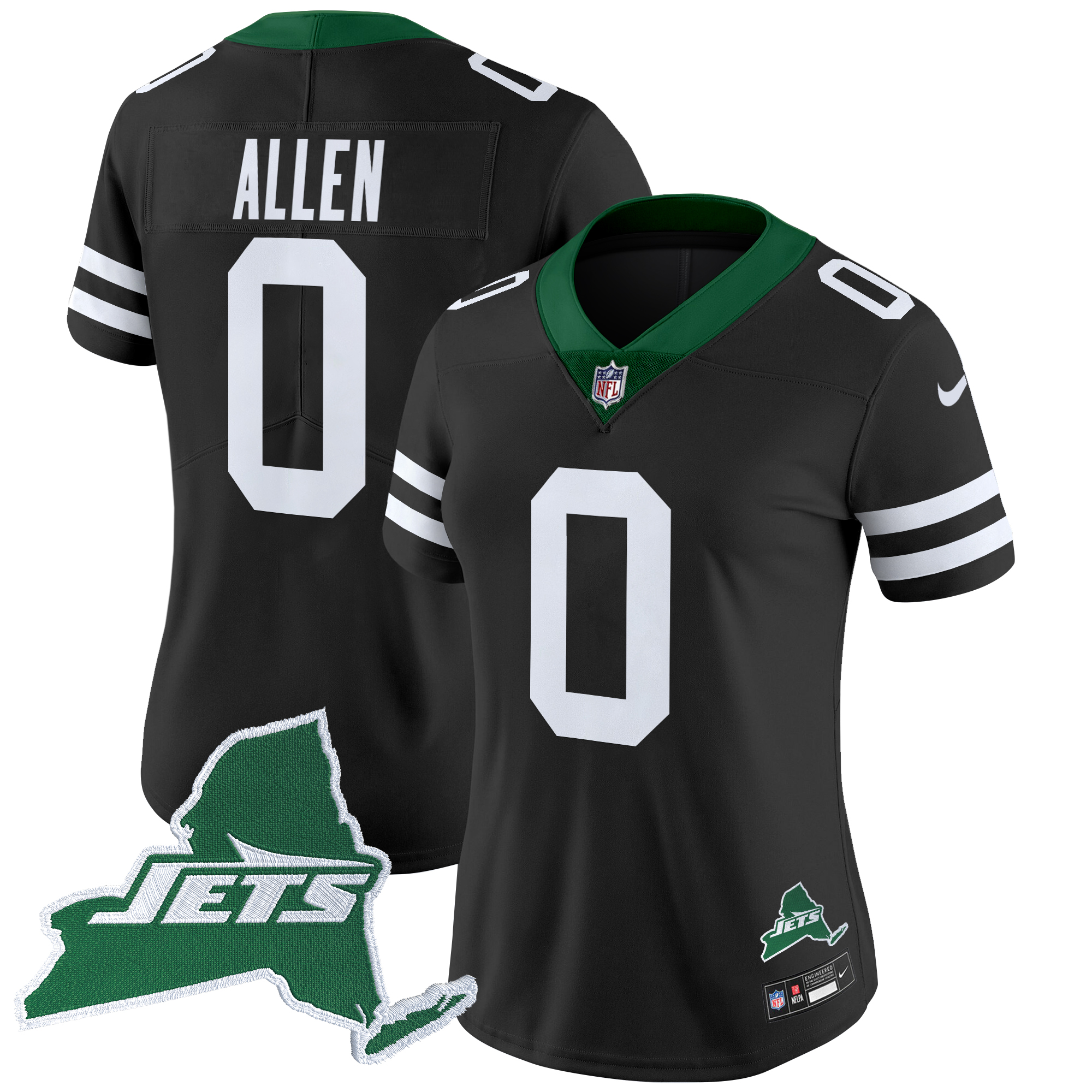 Braelon Allen Women's New York Jets Home Patch Vapor Legacy Limited Black Jersey - All Stitched