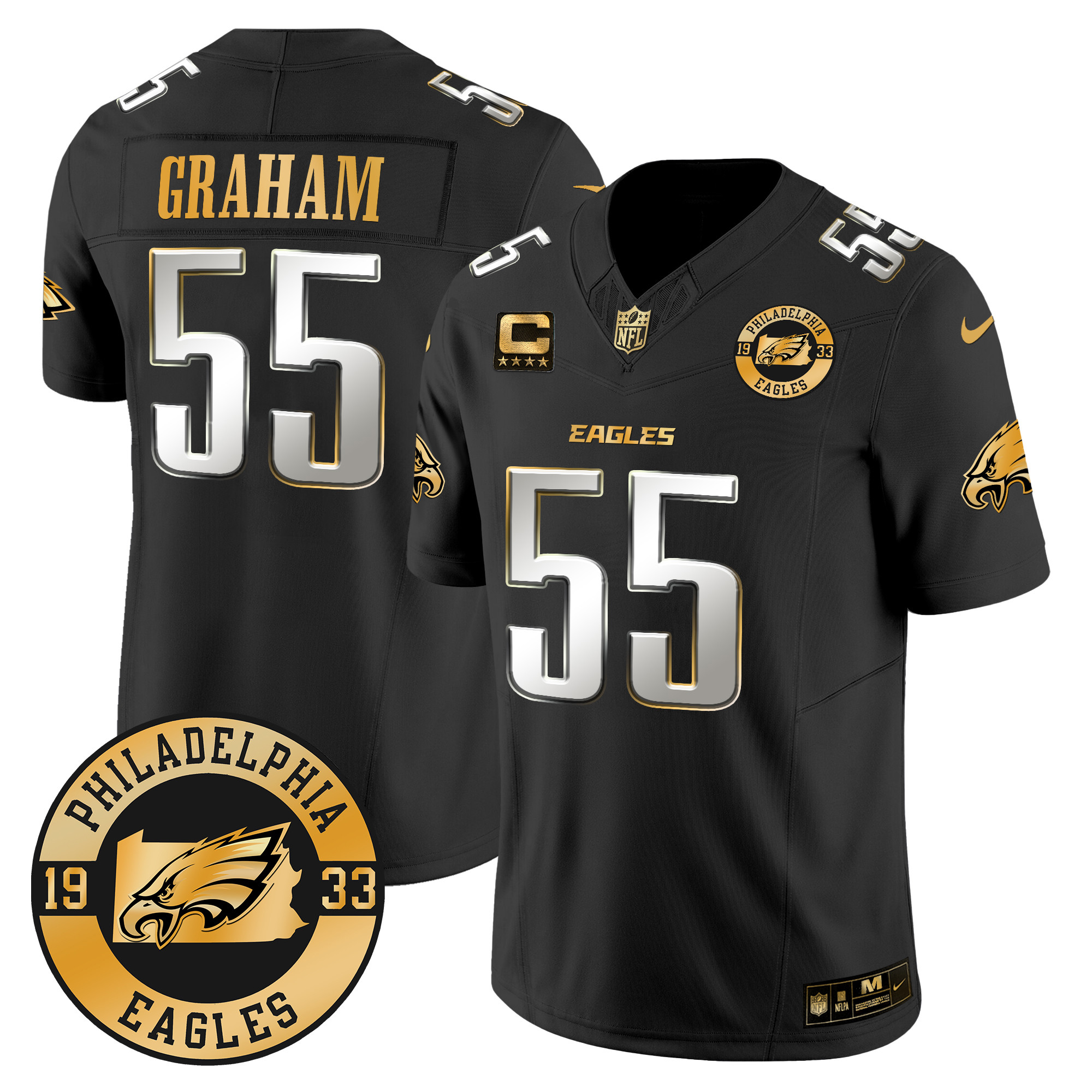 Brandon Graham Men's Philadelphia Eagles 2024 Gold Vapor Limited Black Limited Jersey - All Stitched