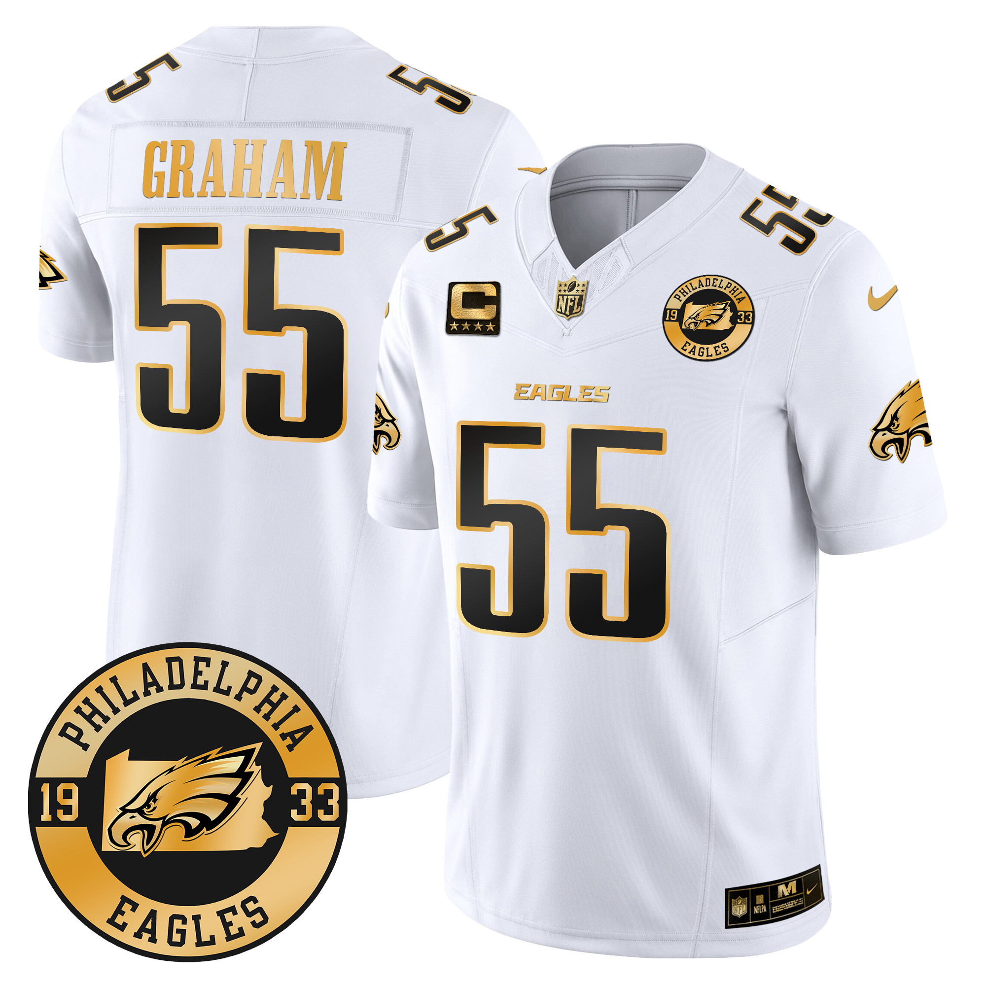 Brandon Graham Men's Philadelphia Eagles 2024 Gold Vapor Limited White Gold Jersey - All Stitched
