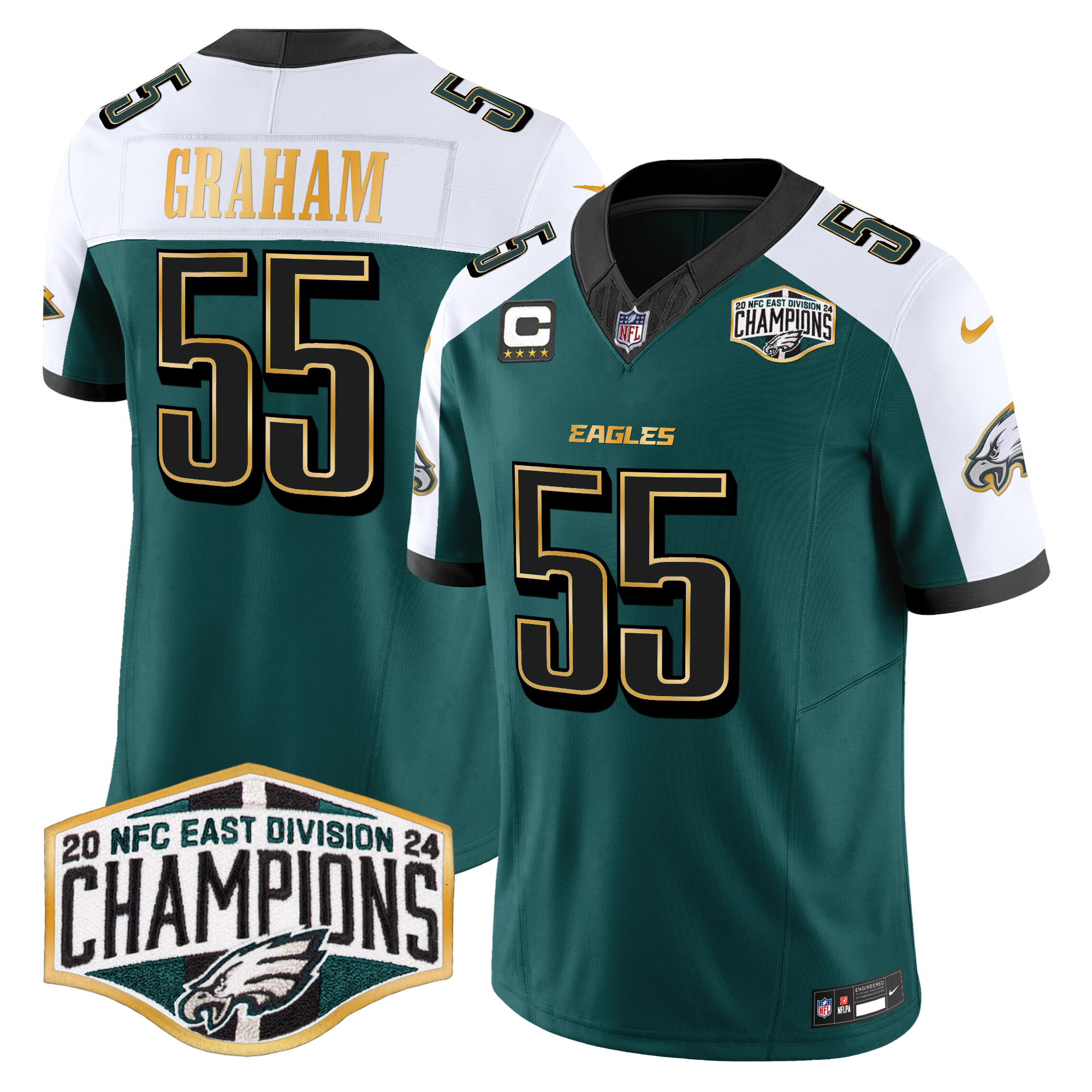 Brandon Graham Men's Philadelphia Eagles 2024 NFC East Division Champions Gold Trim Vapor Limited Green Alternate Jersey - All Stitched