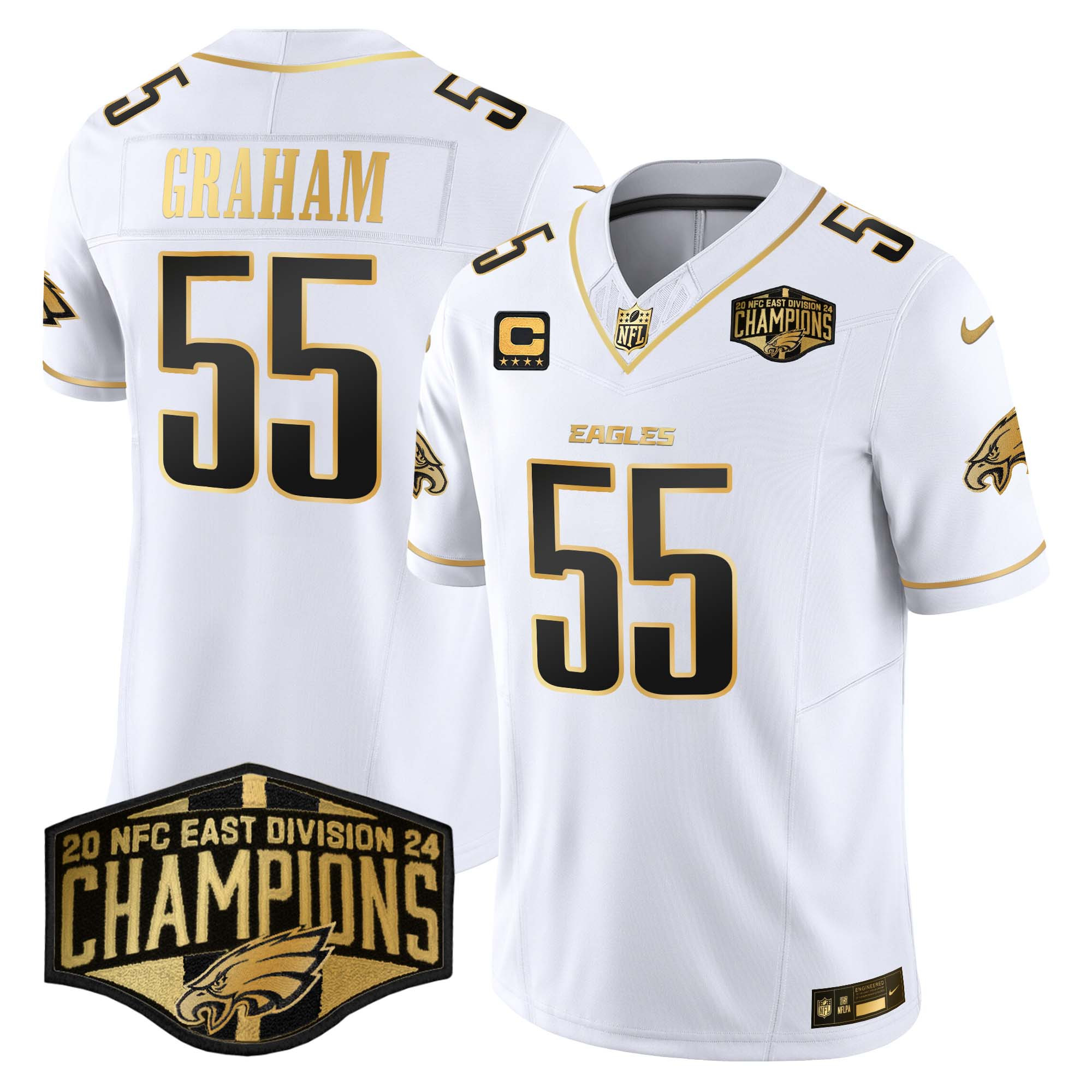 Brandon Graham Men's Philadelphia Eagles 2024 NFC East Division Champions Gold Vapor Limited White Gold Jersey - All Stitched