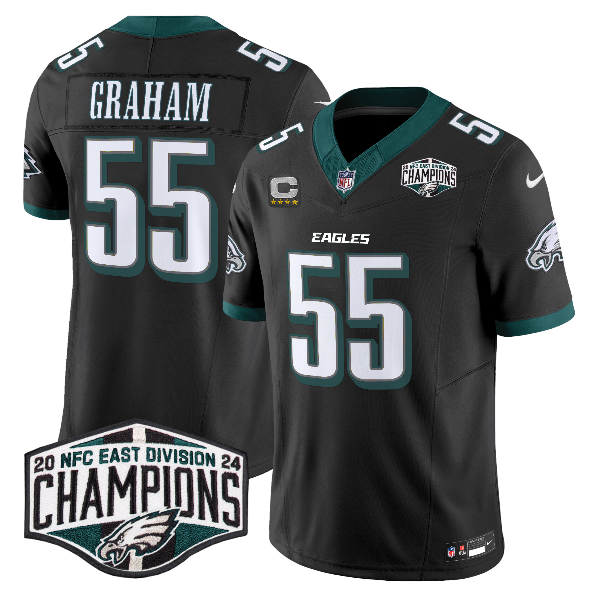 Brandon Graham Men's Philadelphia Eagles 2024 NFC East Division Champions Vapor Limited Black Jersey - All Stitched