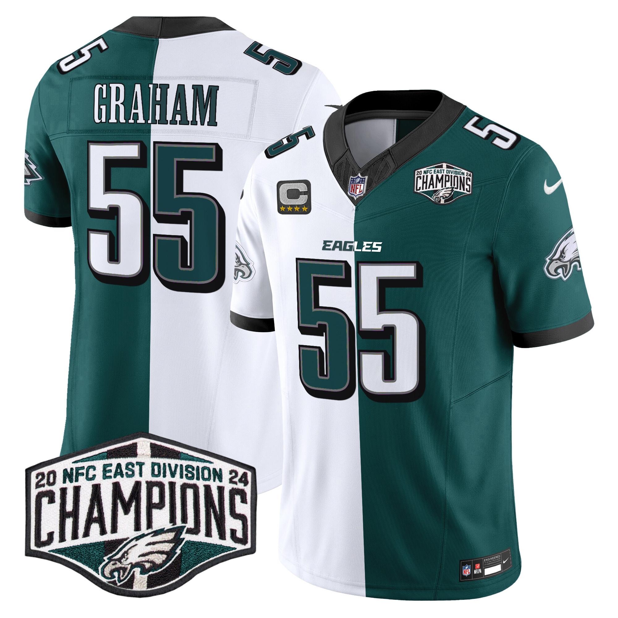 Brandon Graham Men's Philadelphia Eagles 2024 NFC East Division Champions Vapor Limited Split Jersey - All Stitched