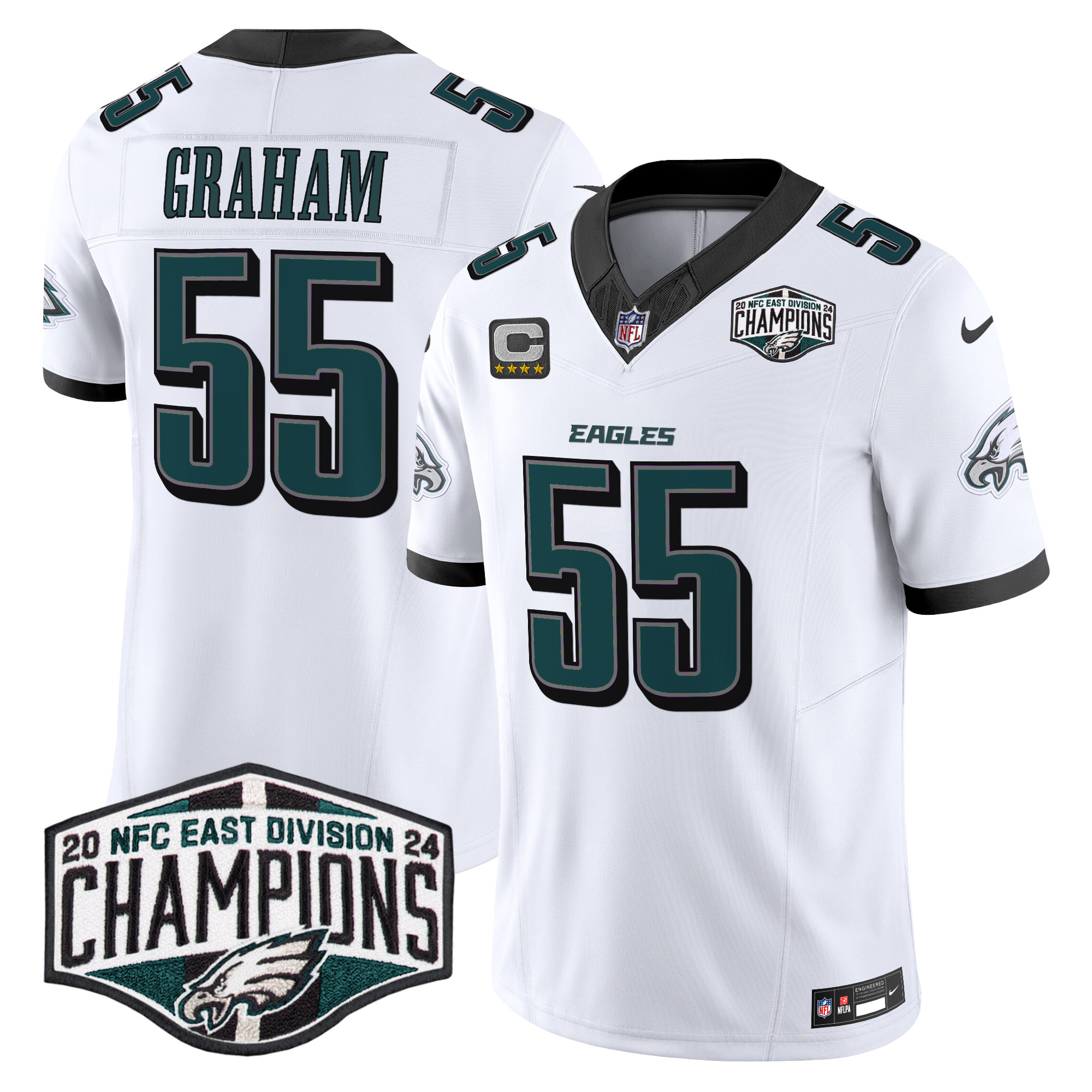 Brandon Graham Men's Philadelphia Eagles 2024 NFC East Division Champions Vapor Limited White Jersey - All Stitched