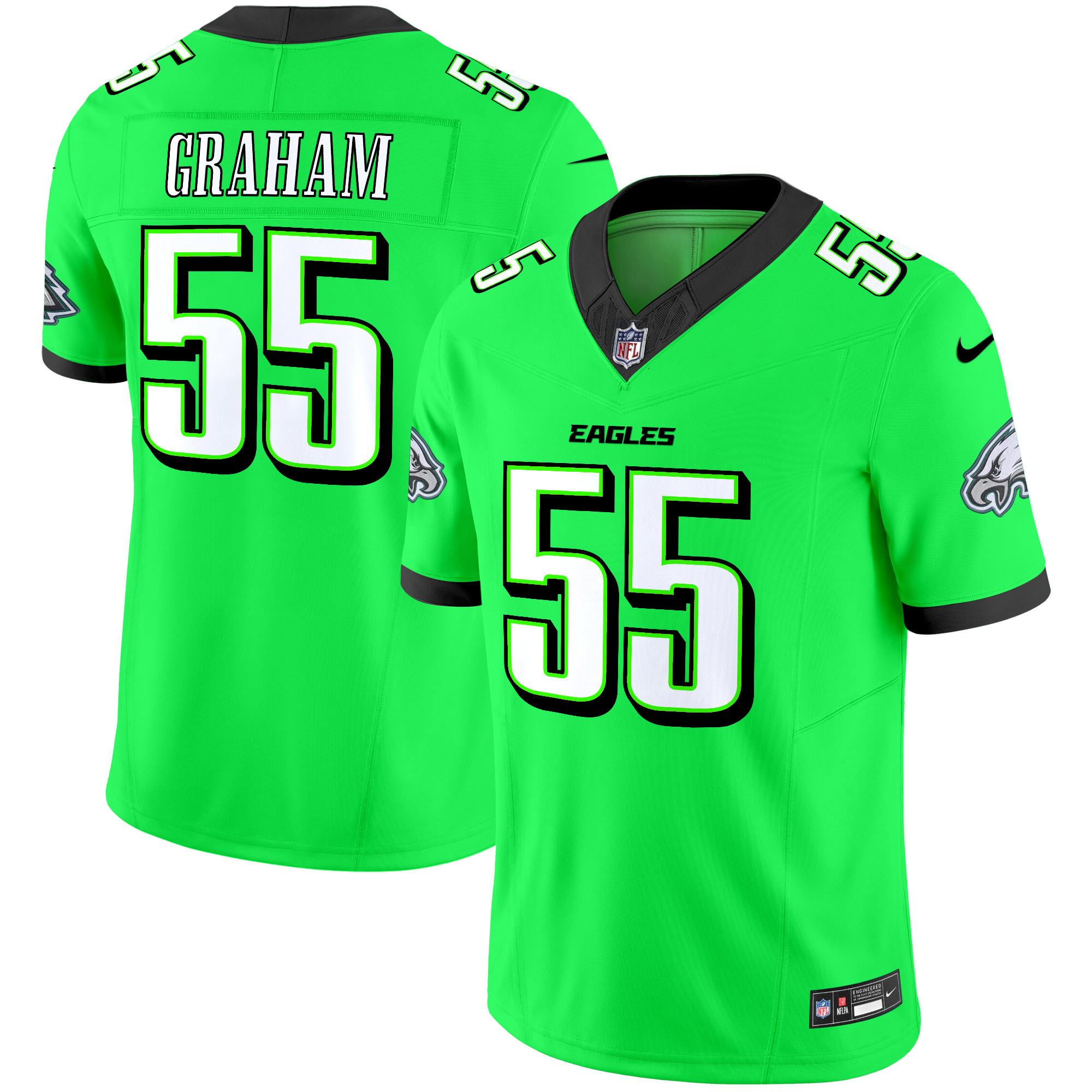 Brandon Graham Men's Philadelphia Eagles 2024 Practice Vapor Limited Green Neon Jersey - All Stitched