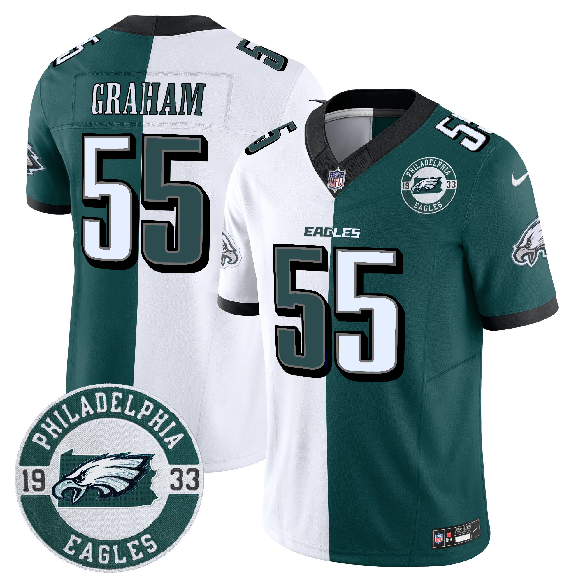 Brandon Graham Men's Philadelphia Eagles 2024 Vapor Limited Split Jersey - All Stitched