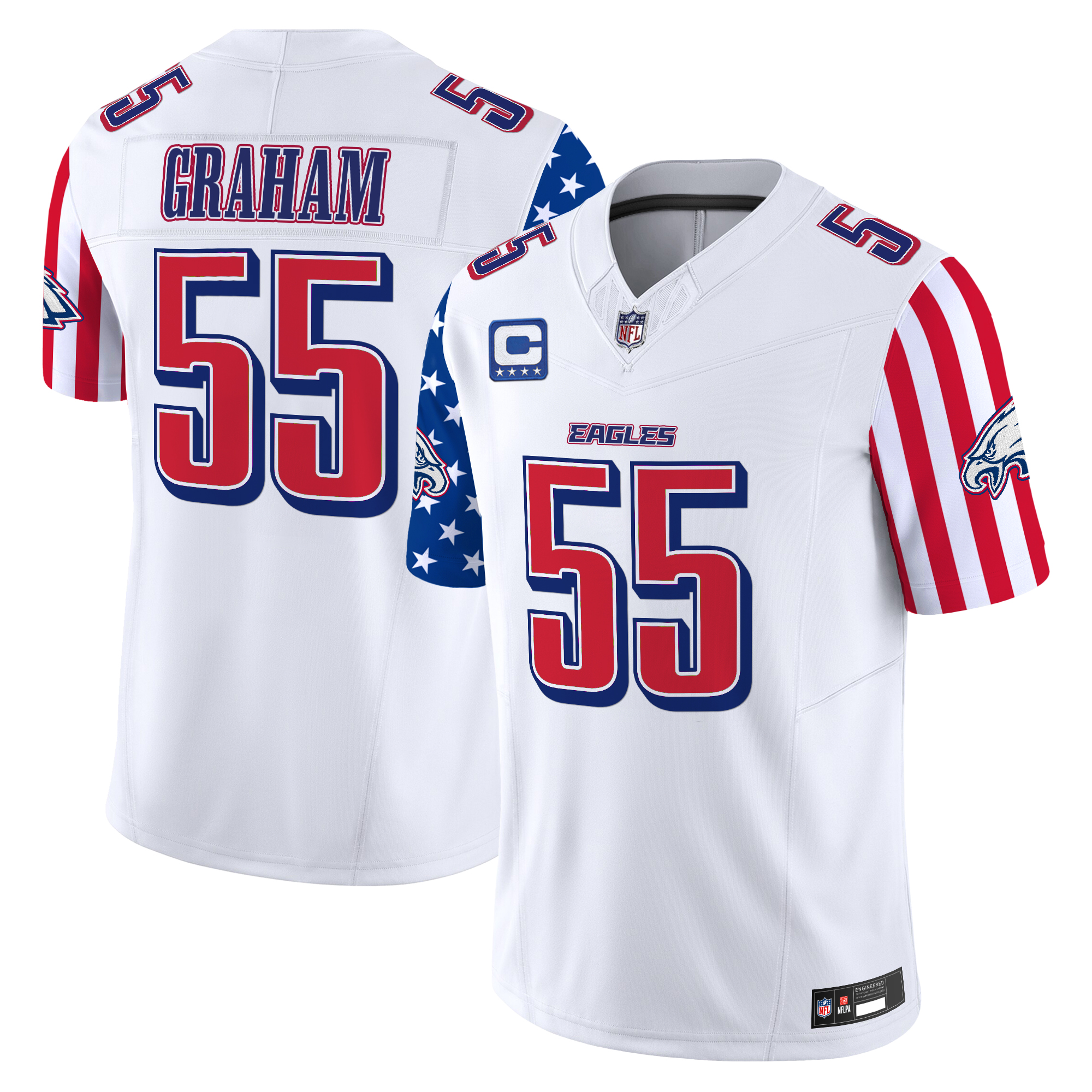 Brandon Graham Men's Philadelphia Eagles 2025 Independence Day Vapor Limited White Jersey - All Stitched