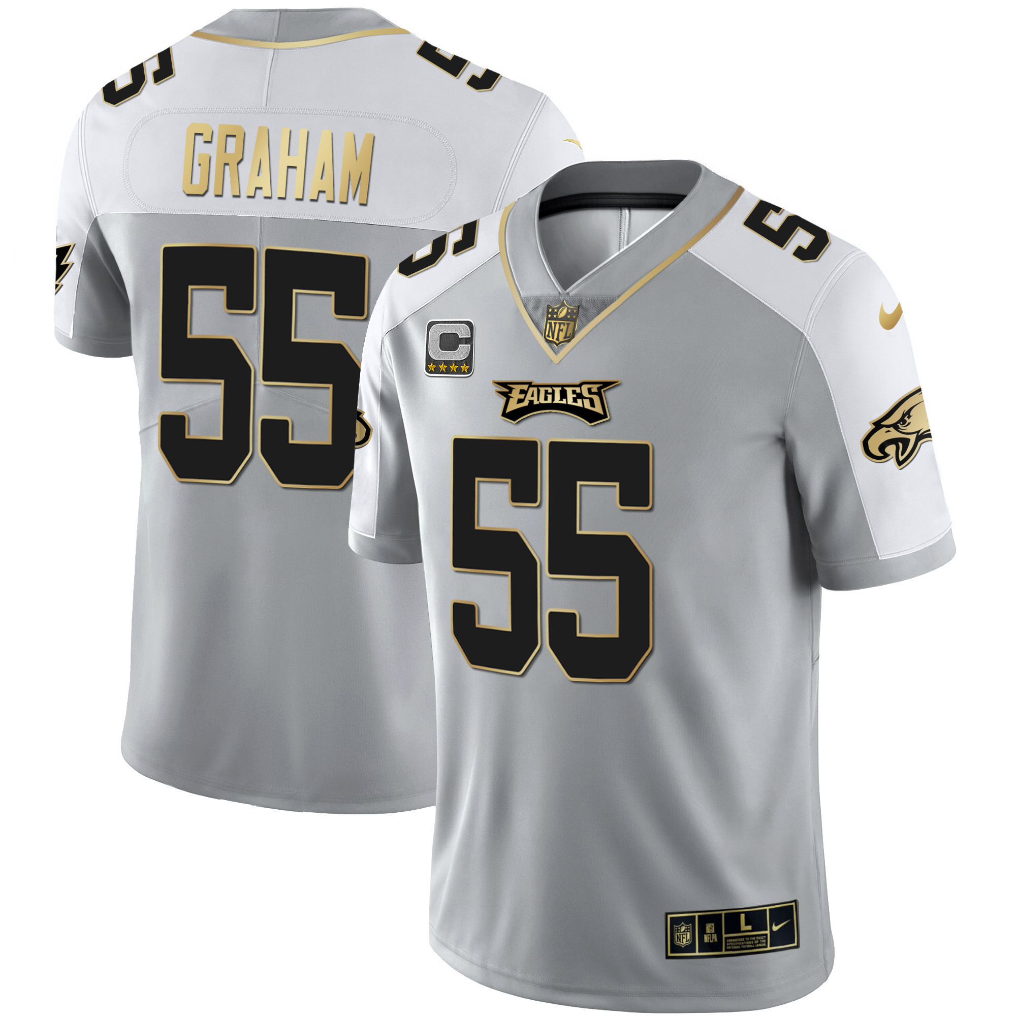 Brandon Graham Men's Philadelphia Eagles Alternate Vapor Black Gold Limited - All Stitched Gray Gold Jersey - All Stitched