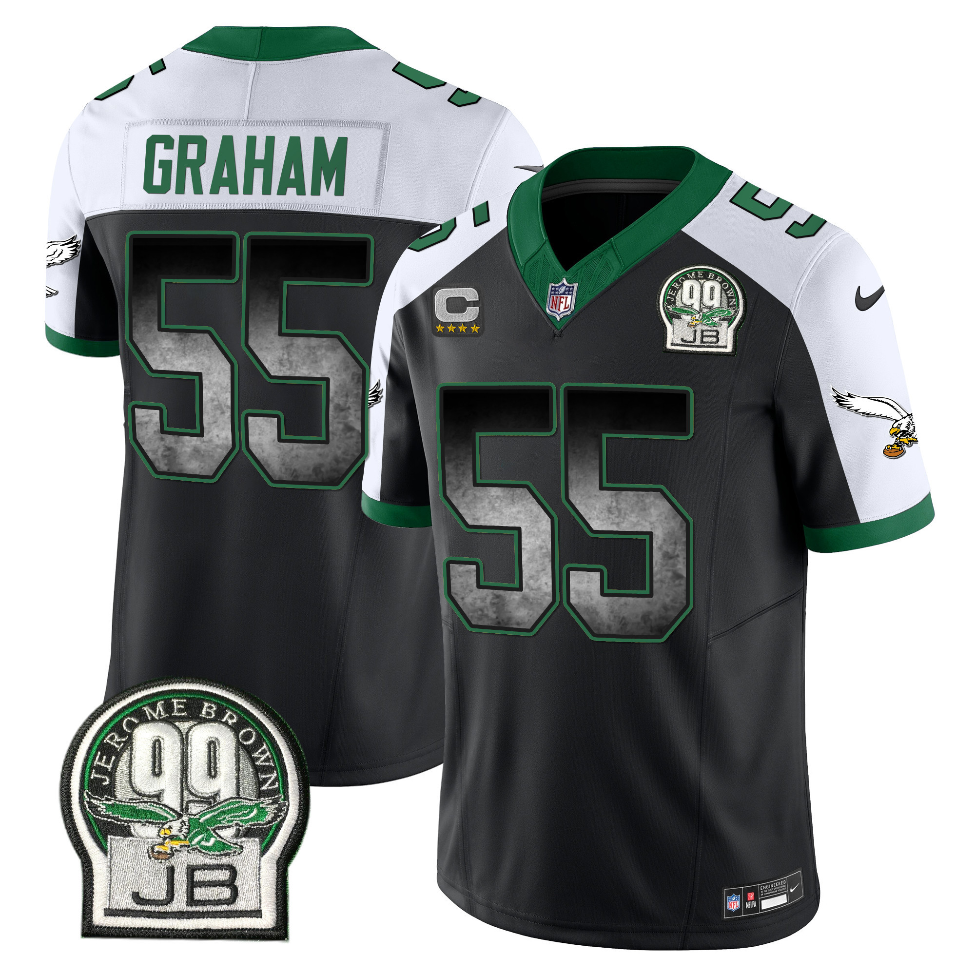 Brandon Graham Men's Philadelphia Eagles Arch Smoke Kelly Green Vapor Black Alternate Jersey - All Stitched