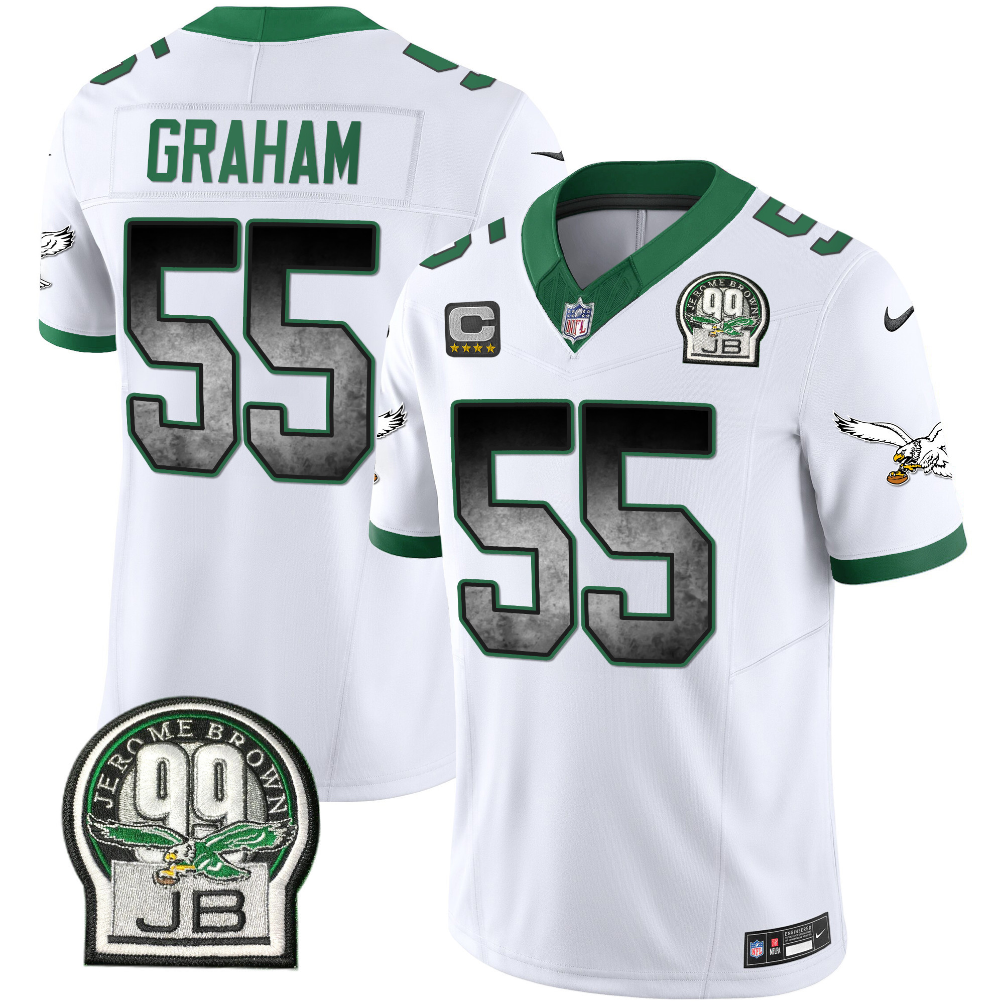 Brandon Graham Men's Philadelphia Eagles Arch Smoke Kelly Green Vapor Kelly White Jersey - All Stitched