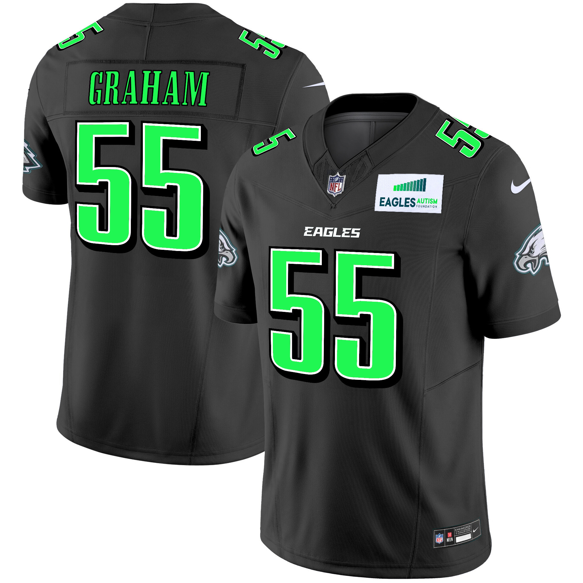Brandon Graham Men's Philadelphia Eagles Autism Foundation Patch Vapor Limited Black Jersey - All Stitched