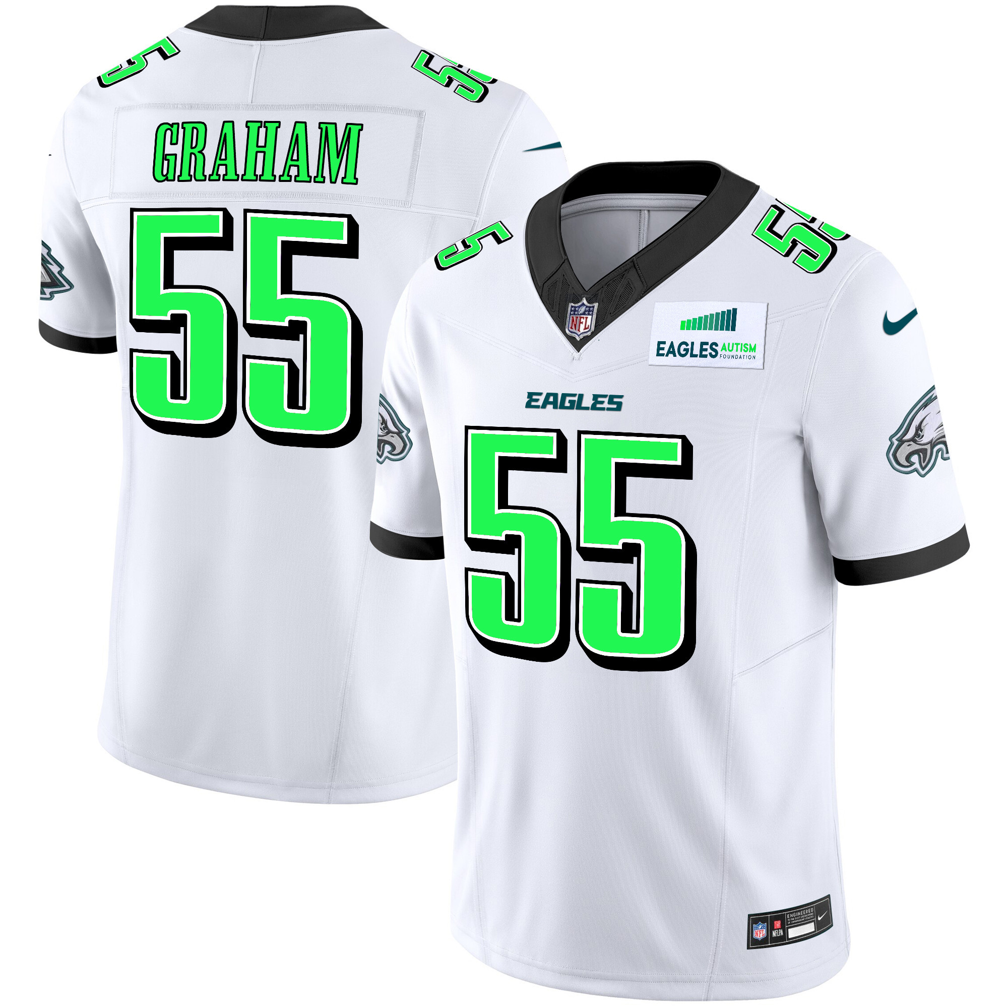 Brandon Graham Men's Philadelphia Eagles Autism Foundation Patch Vapor Limited White Jersey - All Stitched