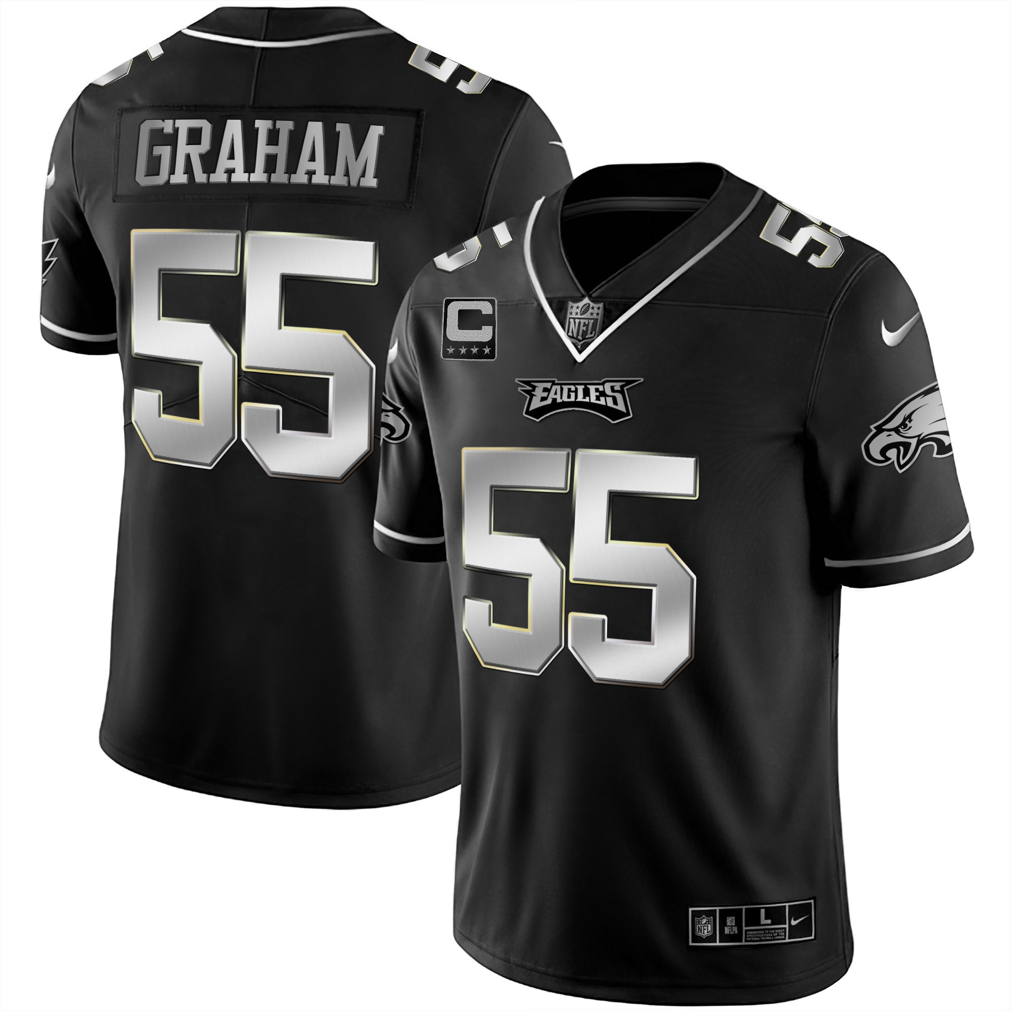 Brandon Graham Men's Philadelphia Eagles Black Silver Limited - All Stitched Black Silver Limited Jersey - All Stitched