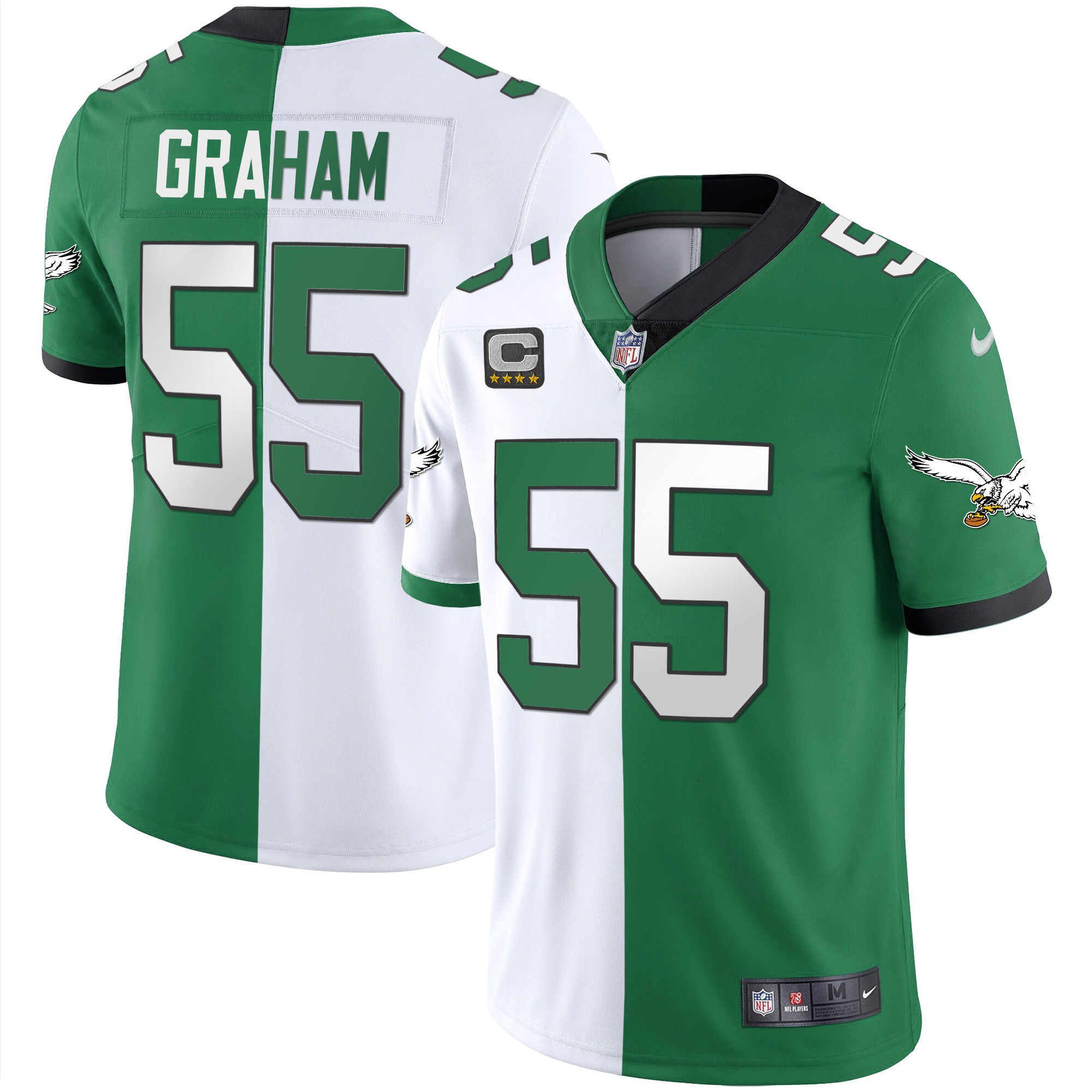 Brandon Graham Men's Philadelphia Eagles Gold & Kelly Vapor Split Jersey - All Stitched
