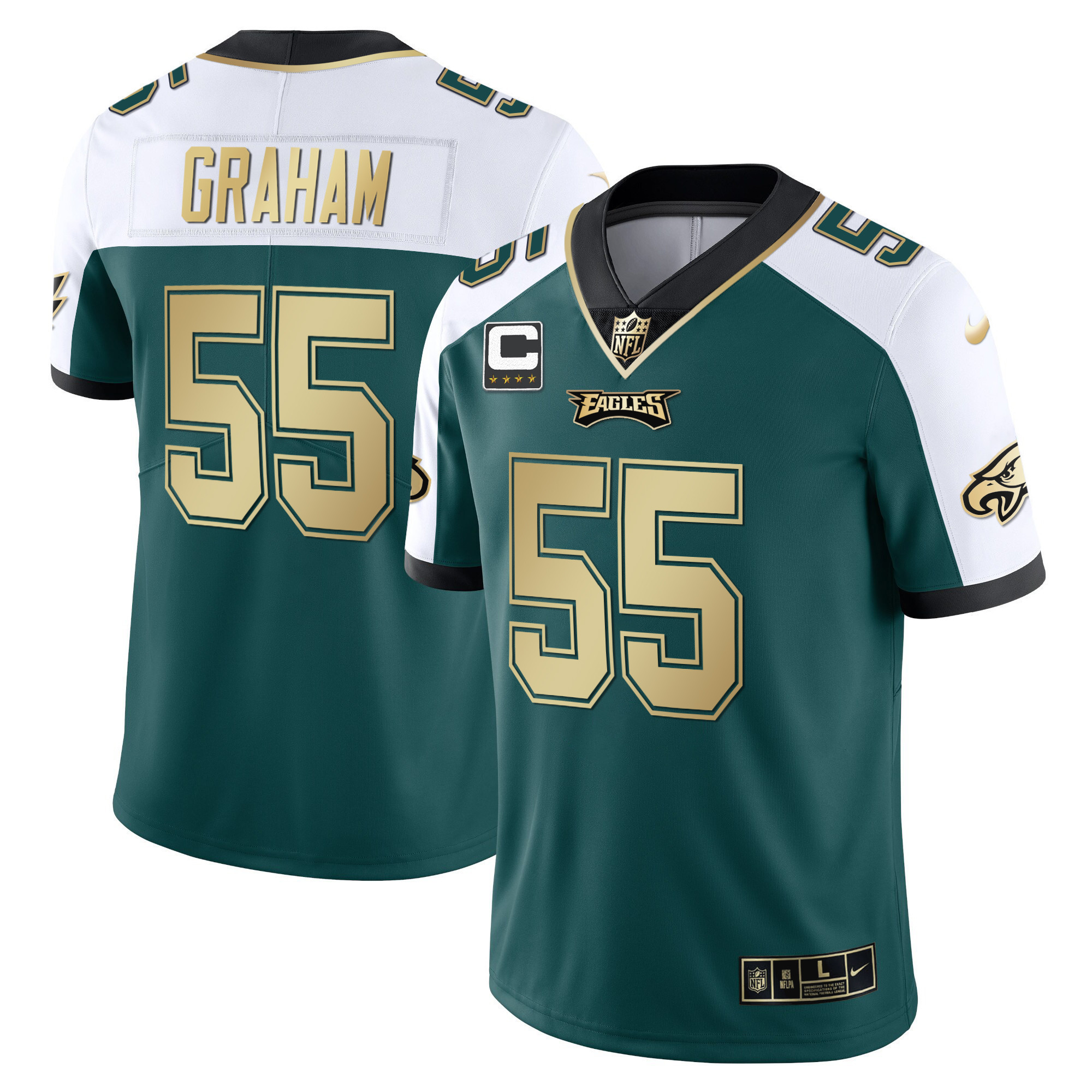 Brandon Graham Men's Philadelphia Eagles Gold & Split Vapor - All Stitched Alternate Green Jersey - All Stitched