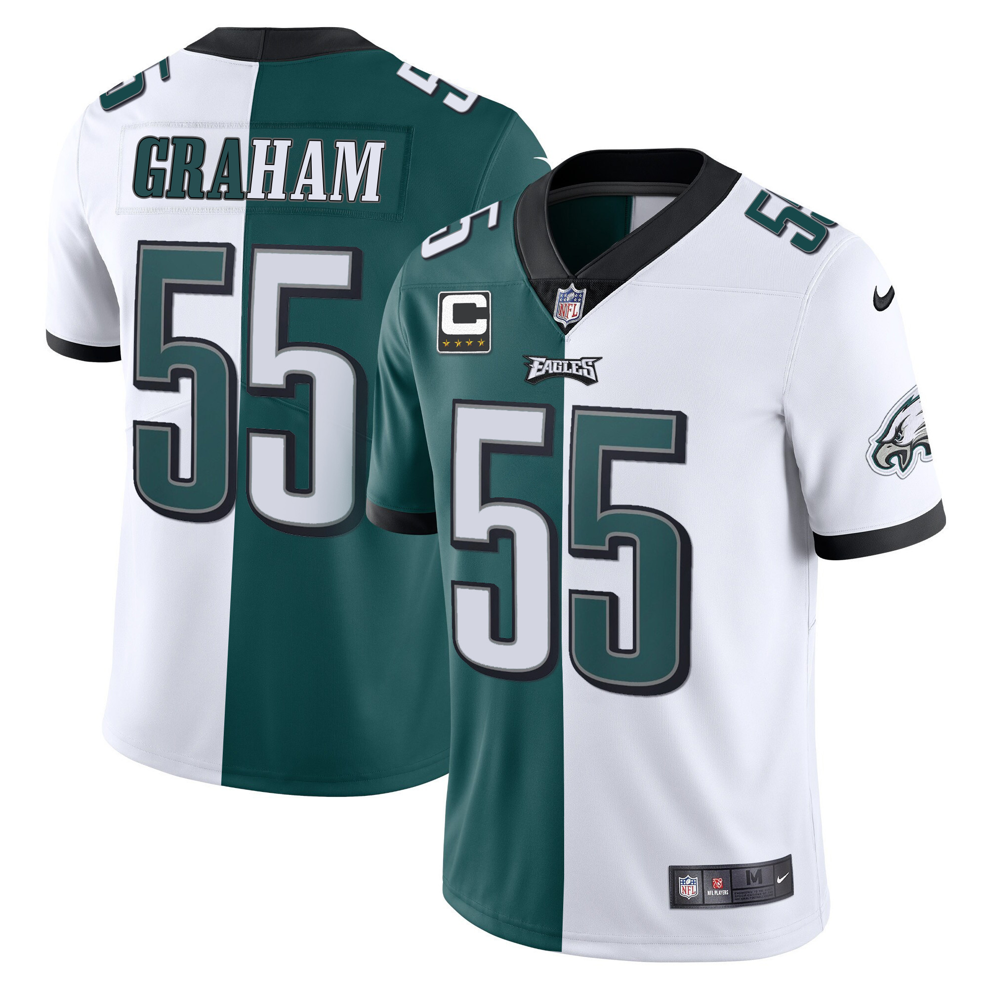 Brandon Graham Men's Philadelphia Eagles Gold & Split Vapor - All Stitched Split Jersey - All Stitched