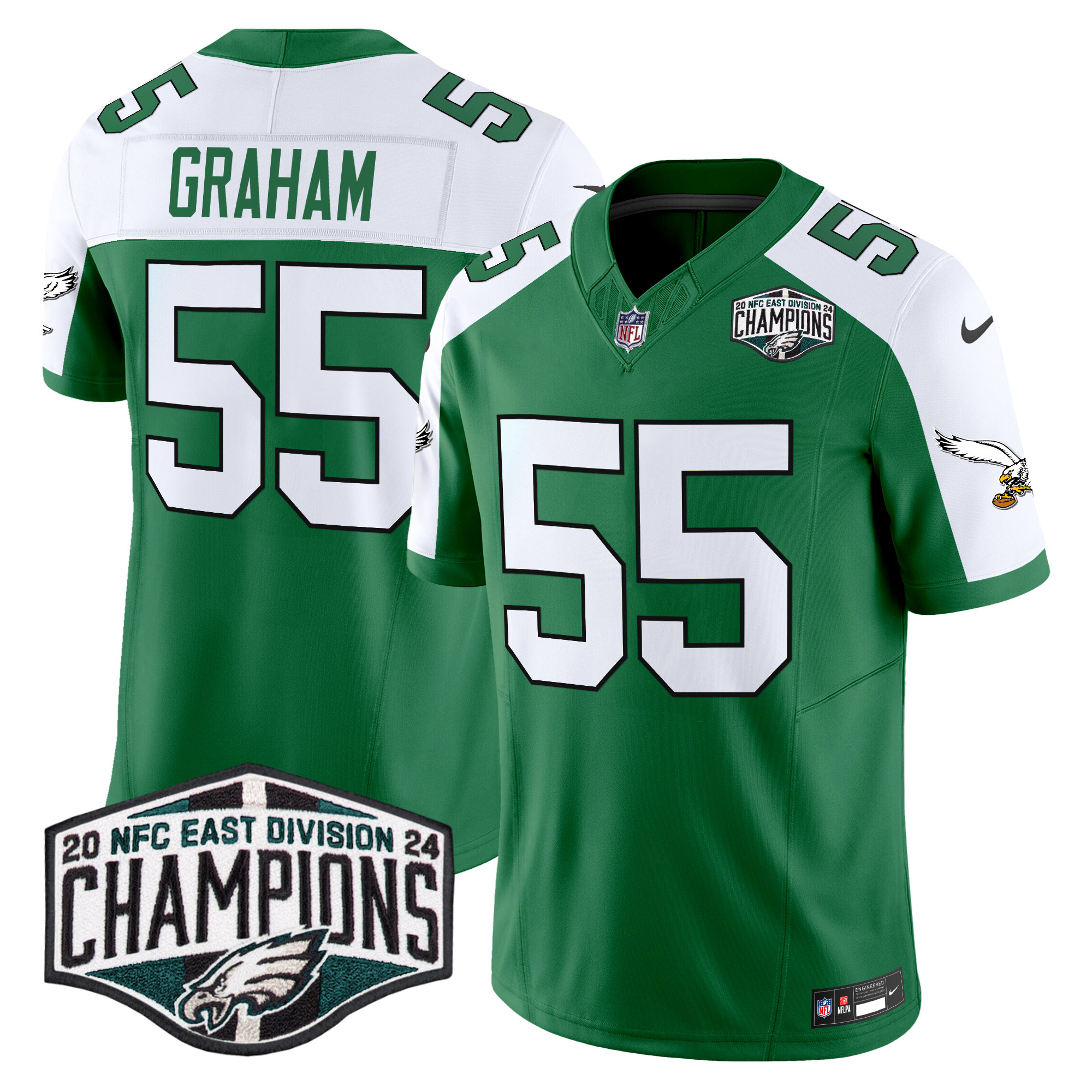 Brandon Graham Men's Philadelphia Eagles Kelly Green 2024 NFC East Division Champions Vapor Limited Kelly Alternate Jersey - All Stitched