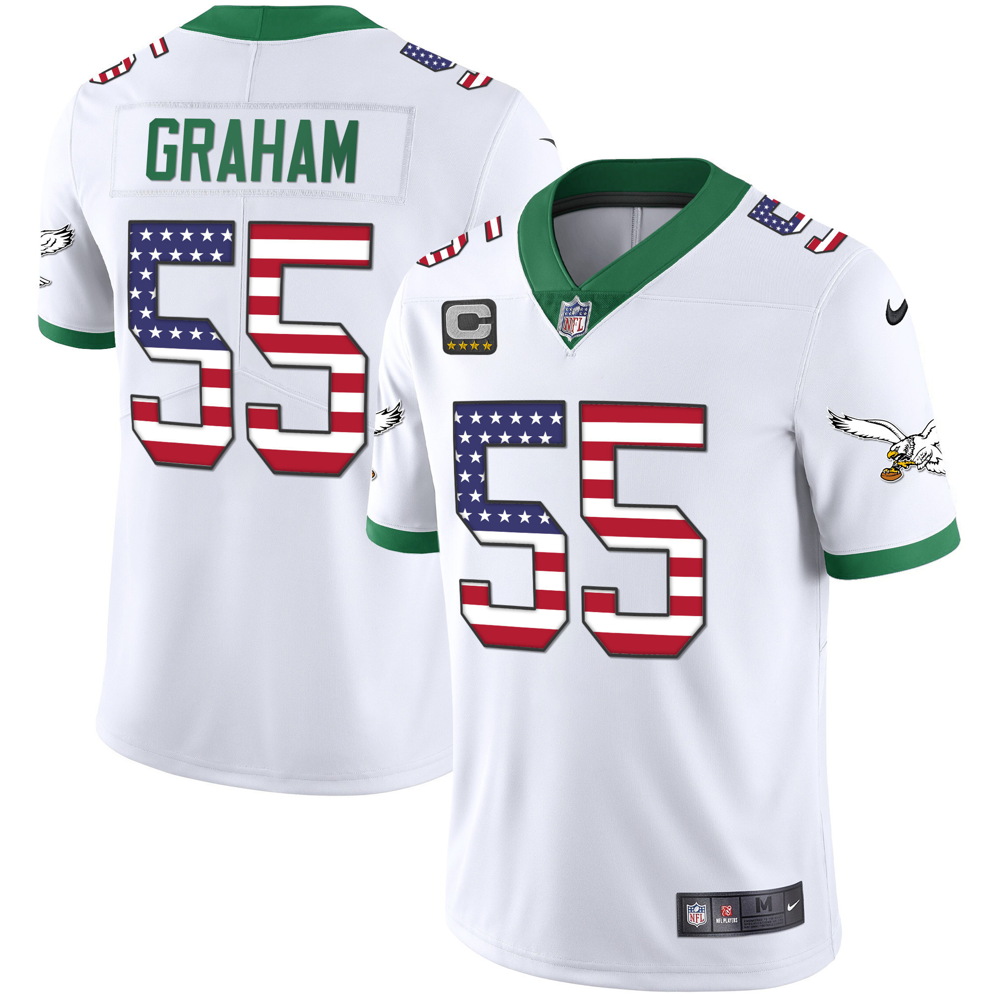 Brandon Graham Men's Philadelphia Eagles Kelly Green Gold Flag Vapor Kelly White Jersey - All Stitched