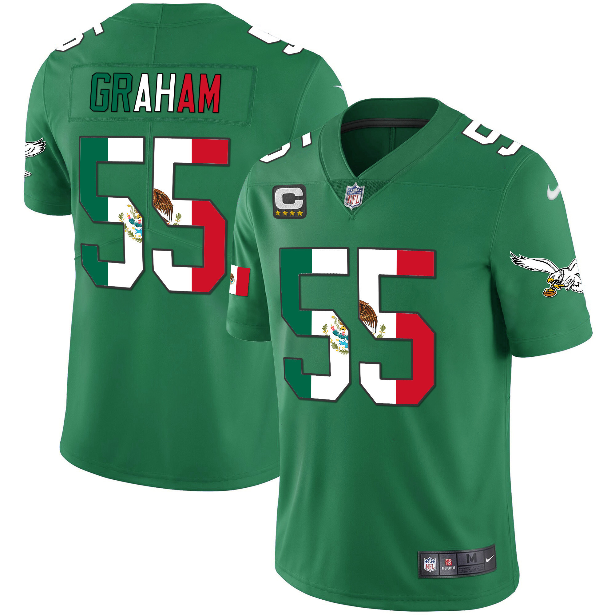 Brandon Graham Men's Philadelphia Eagles Mexico Gold & Kelly Vapor Kelly Green Jersey - All Stitched