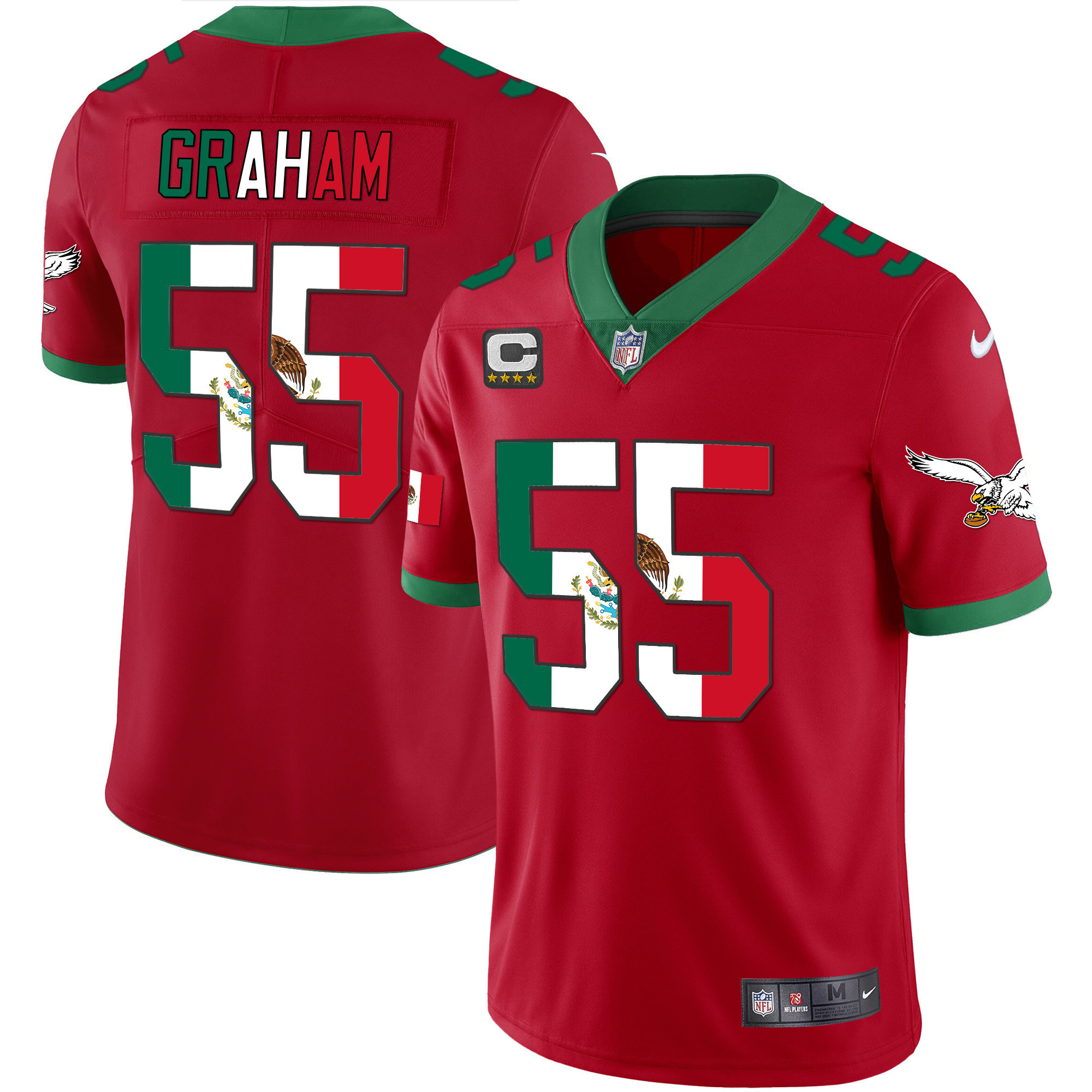 Brandon Graham Men's Philadelphia Eagles Mexico Gold & Kelly Vapor Red Jersey - All Stitched
