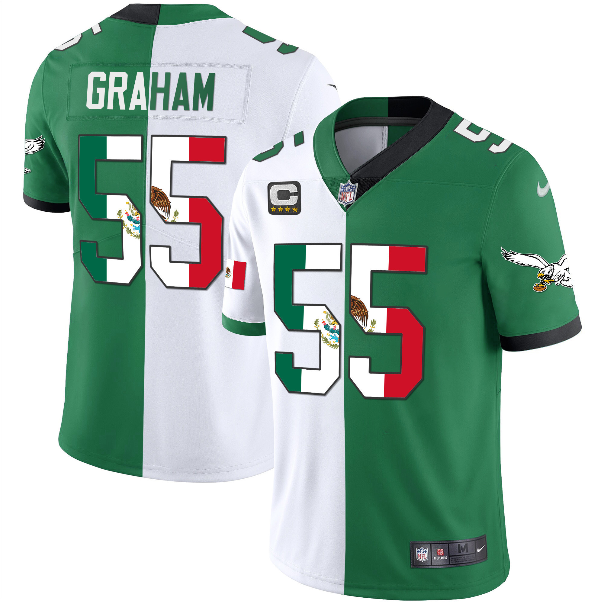Brandon Graham Men's Philadelphia Eagles Mexico Gold & Kelly Vapor Split Jersey - All Stitched