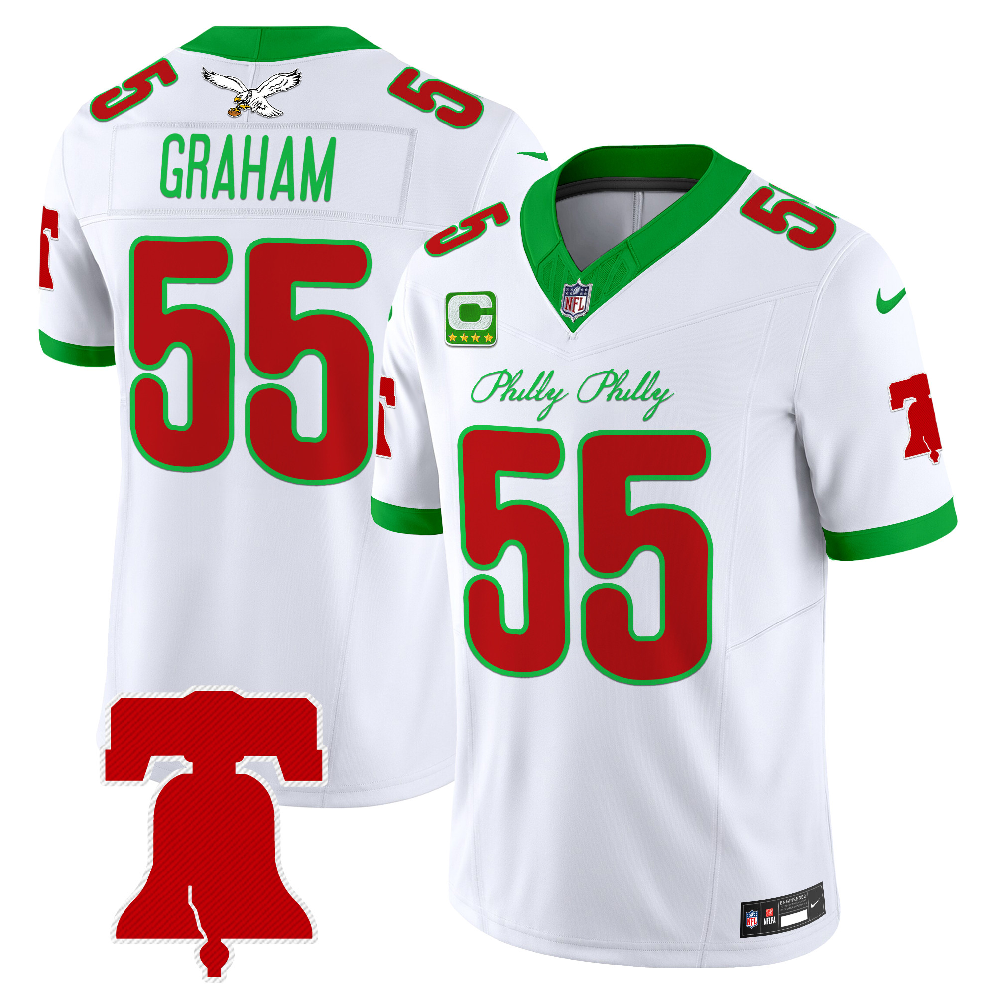 Brandon Graham Men's Philadelphia Eagles Philly Phanatic Style Vapor Limited Kelly White Jersey - All Stitched