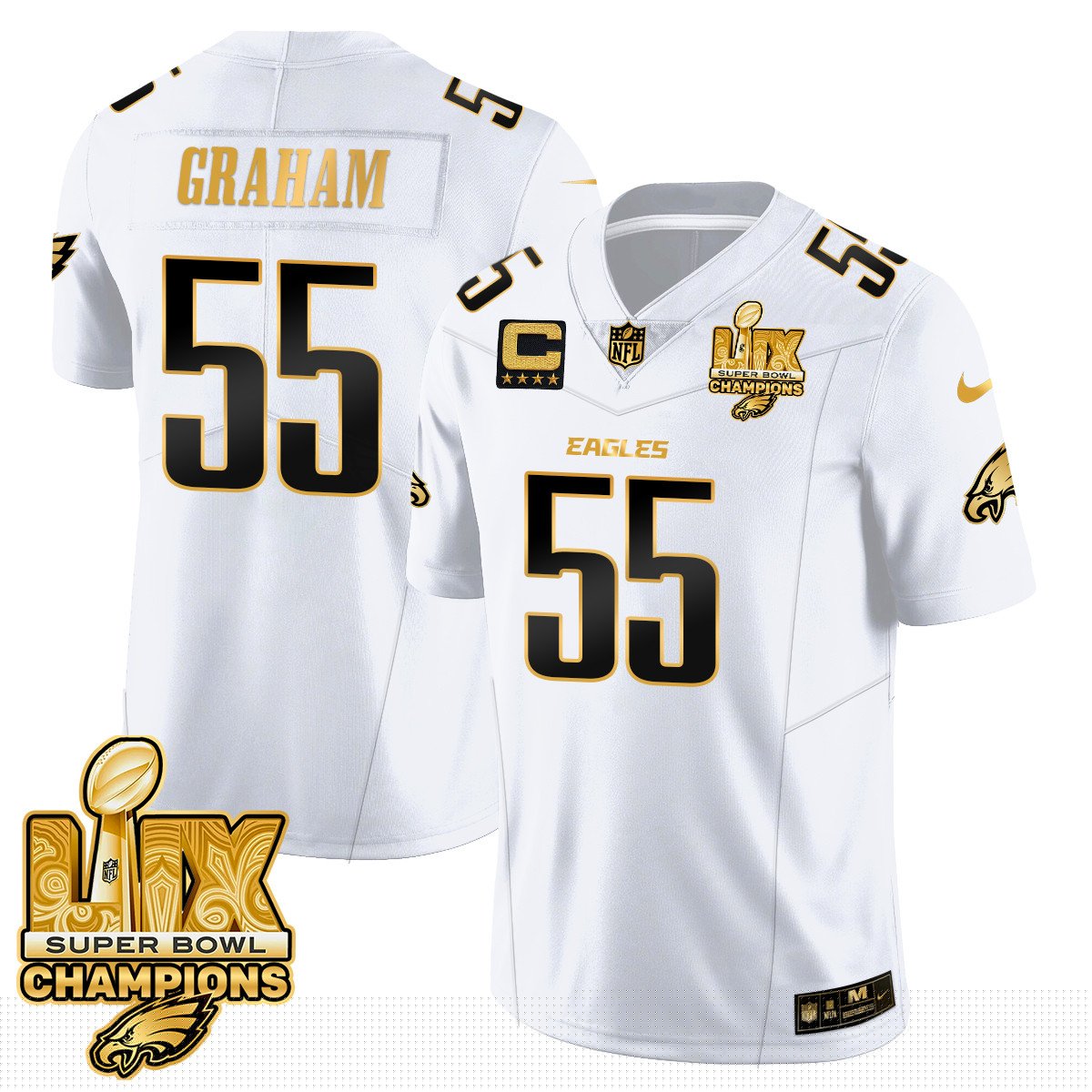Brandon Graham Men's Philadelphia Eagles Super Bowl LIX Champions Gold Vapor Limited White Gold Jersey - All Stitched
