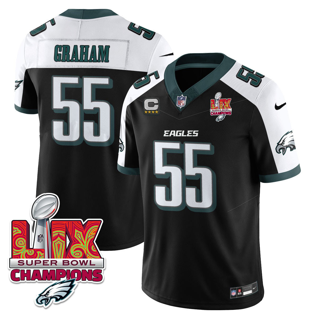 Brandon Graham Men's Philadelphia Eagles Super Bowl LIX Champions Vapor Limited Black Alternate Jersey - All Stitched