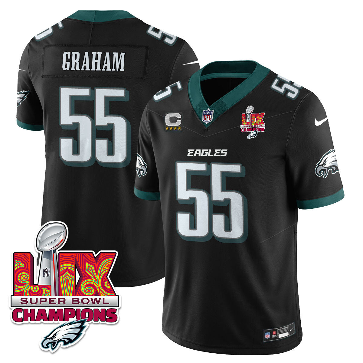 Brandon Graham Men's Philadelphia Eagles Super Bowl LIX Champions Vapor Limited Black Jersey - All Stitched
