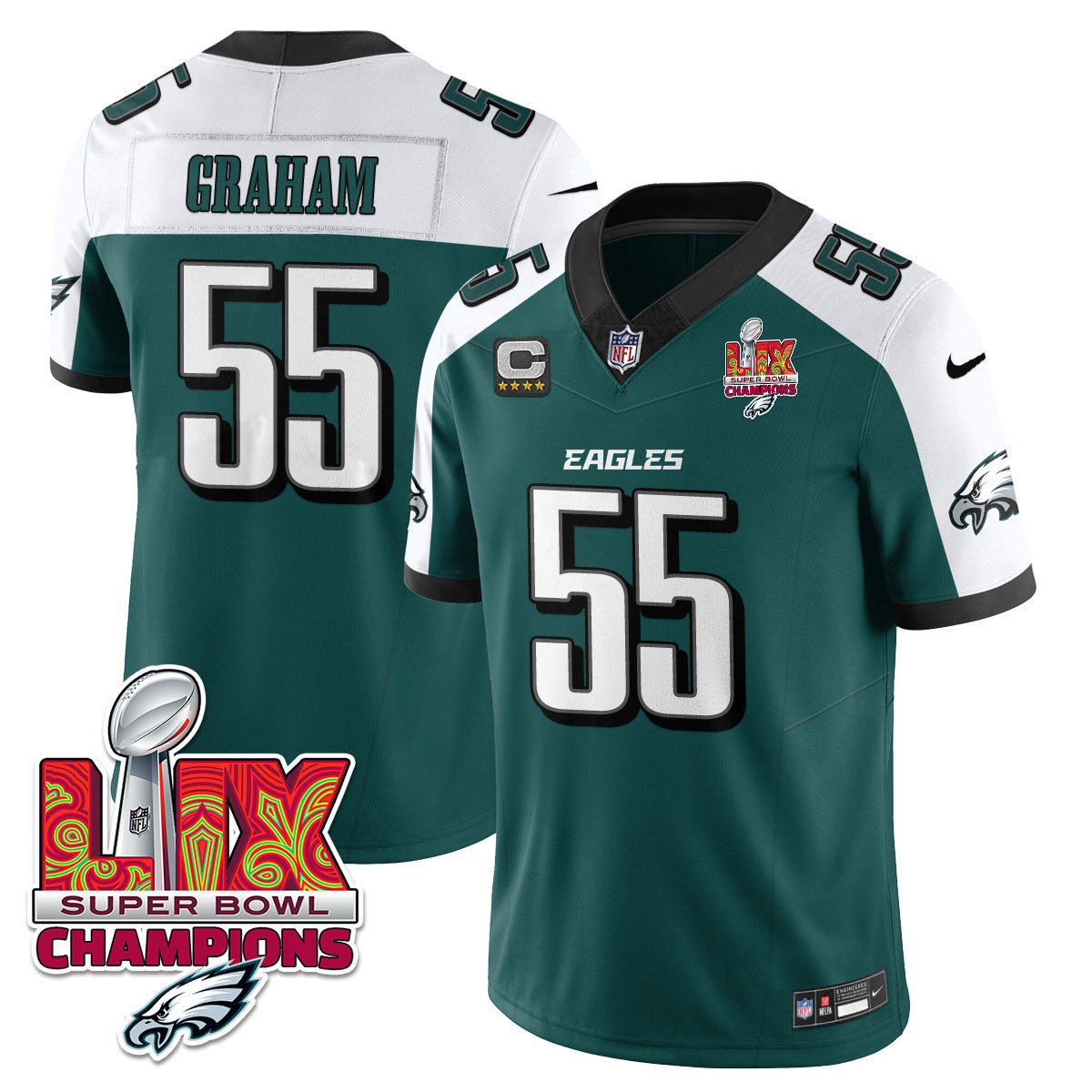 Brandon Graham Men's Philadelphia Eagles Super Bowl LIX Champions Vapor Limited Green Alternate Jersey - All Stitched
