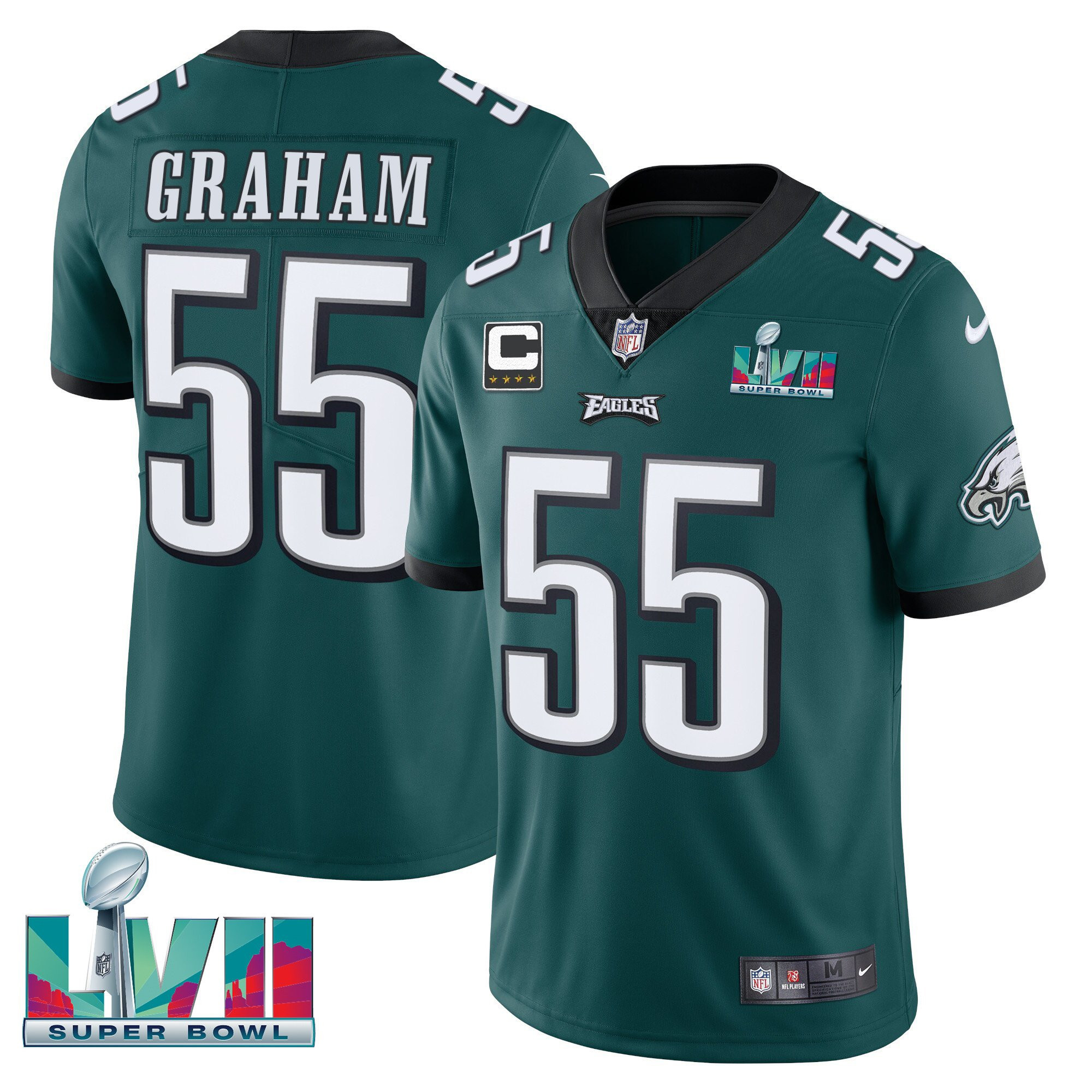 Brandon Graham Men's Philadelphia Eagles Super Bowl Patch Vapor Midnight Green Jersey - All Stitched
