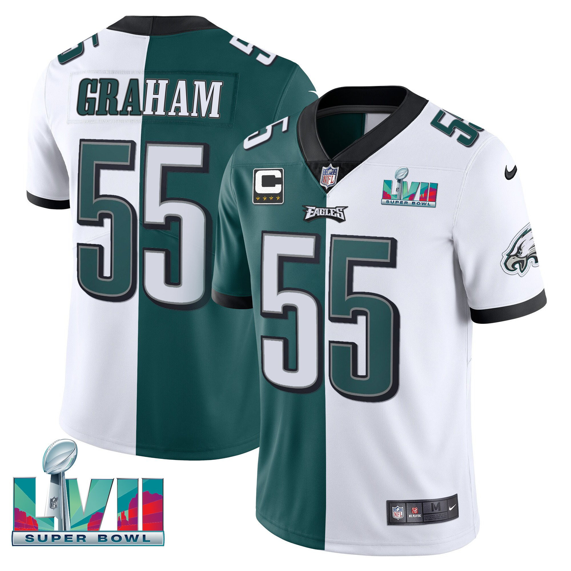 Brandon Graham Men's Philadelphia Eagles Super Bowl Patch Vapor Split Jersey - All Stitched