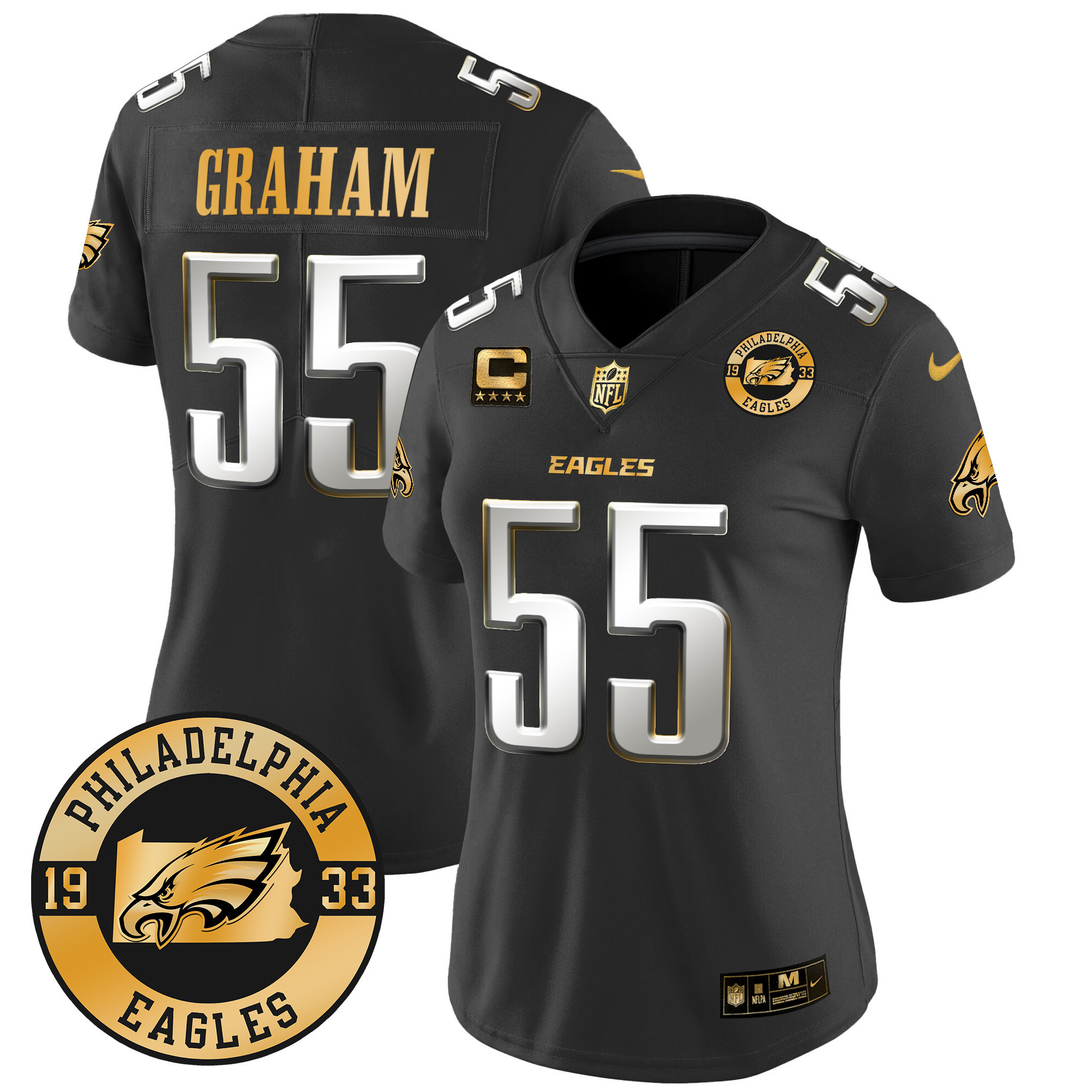 Brandon Graham Women's Philadelphia Eagles 2024 Gold Vapor Limited Black Limited Jersey - All Stitched