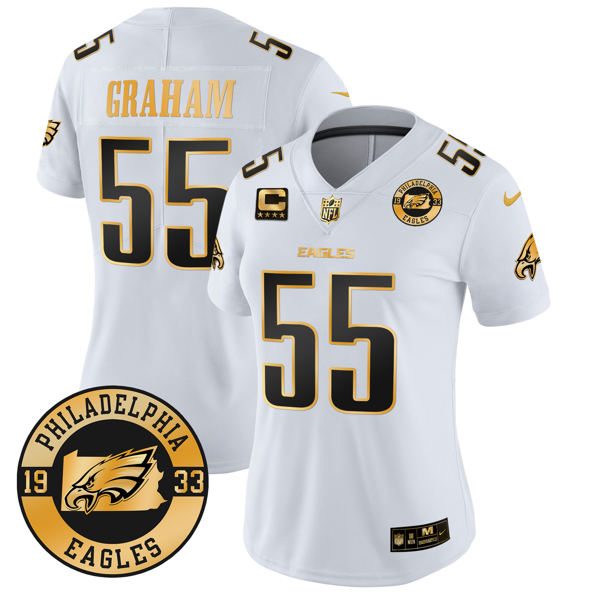 Brandon Graham Women's Philadelphia Eagles 2024 Gold Vapor Limited White Gold Jersey - All Stitched